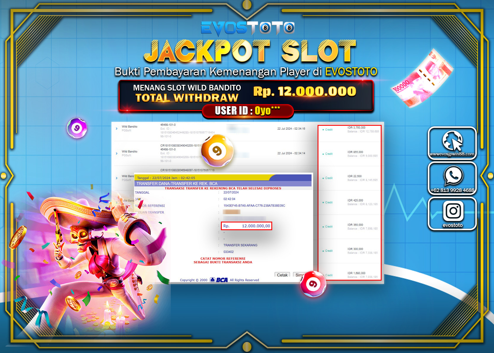 PEMBAYARAN JACKPOT SLOT WILD BOUNTY  12.000.000 DI BAYAR LANGSUNG !
