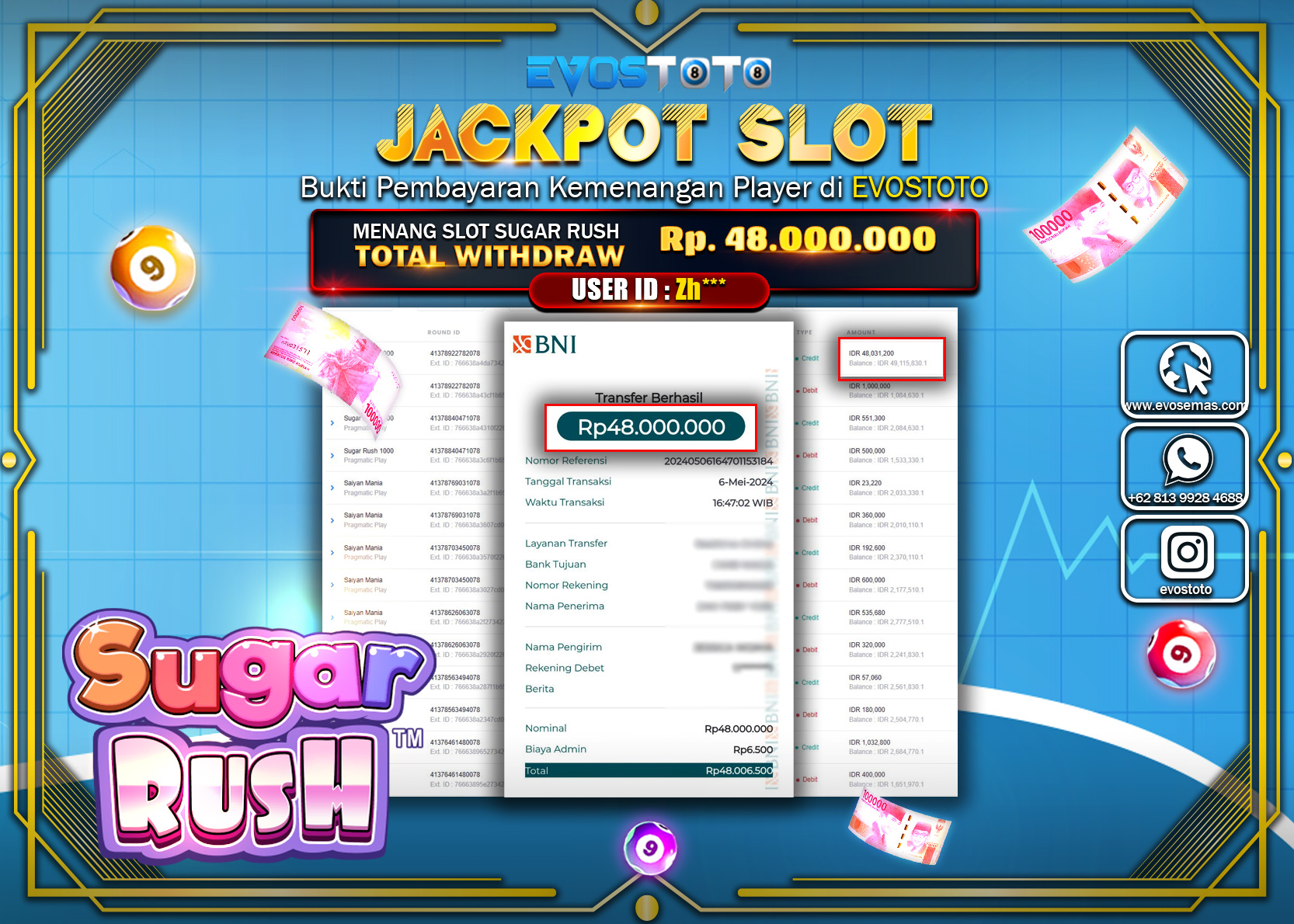 PEMBAYARAN JACKPOT SLOT SUGAR RUSH 48.000.000 DI BAYAR LANGSUNG !