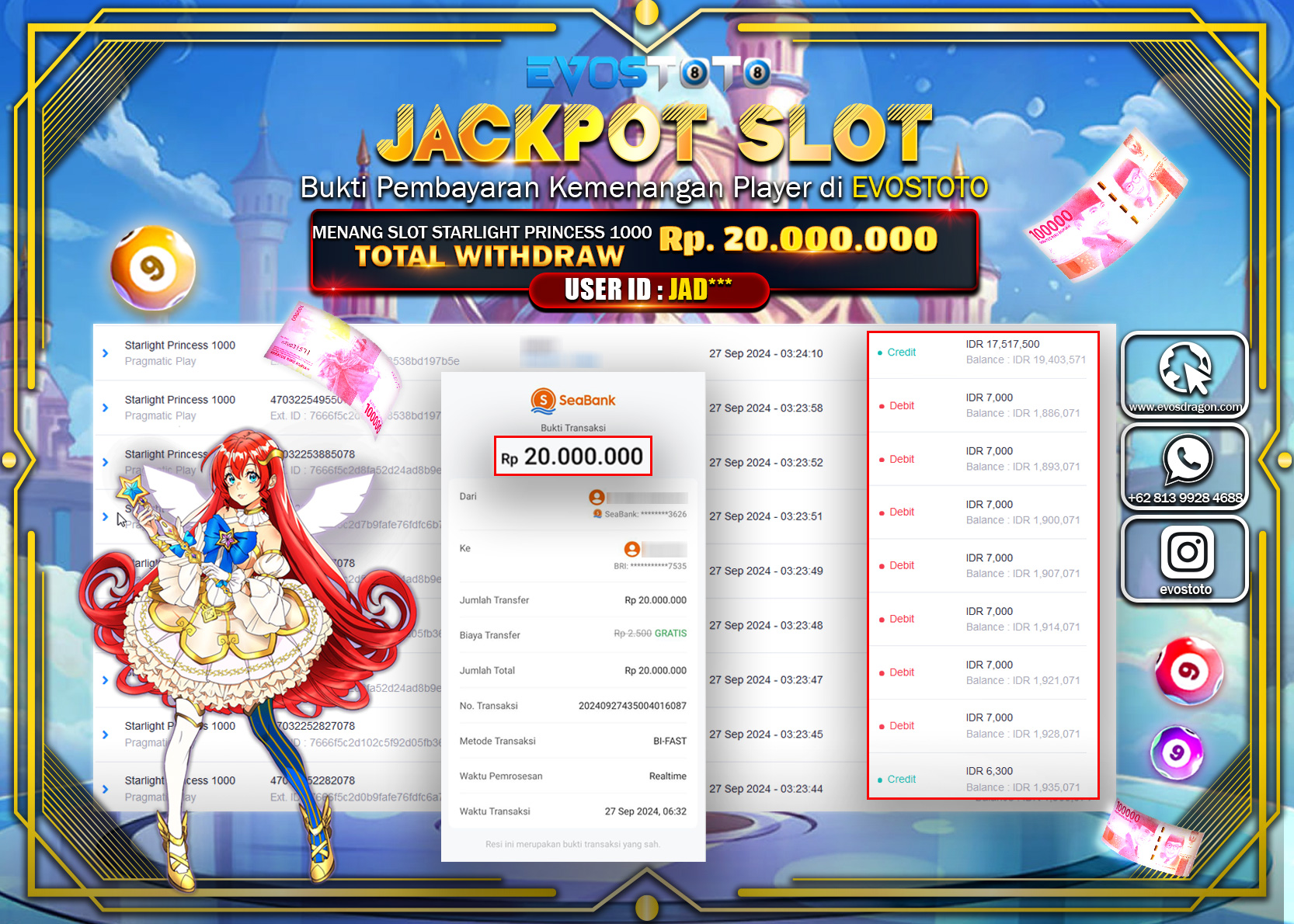 PEMBAYARAN JACKPOT SLOT STARLIGHT PRINCES 1000 20.000.000 DI BAYAR LANGSUNG !