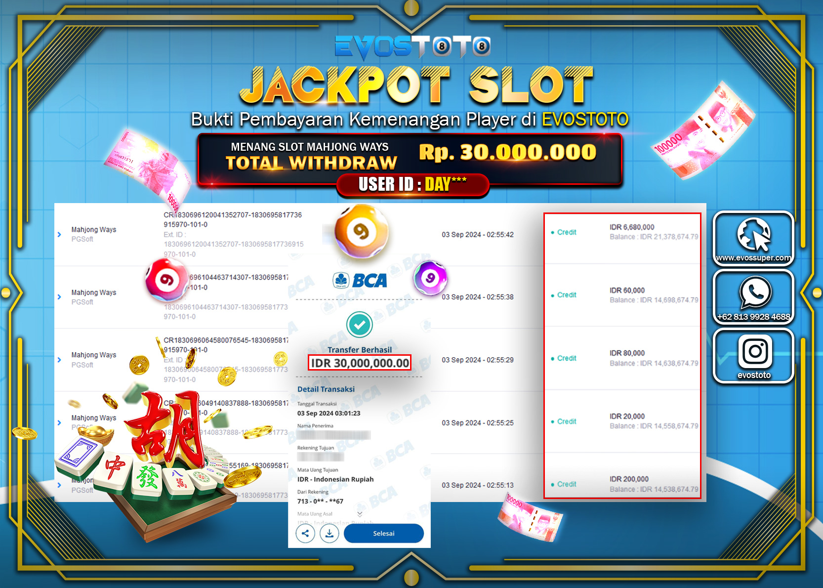 PEMBAYARAN JACKPOT  MAHJONG WAYS 30.000.000 DI BAYAR LANGSUNG !