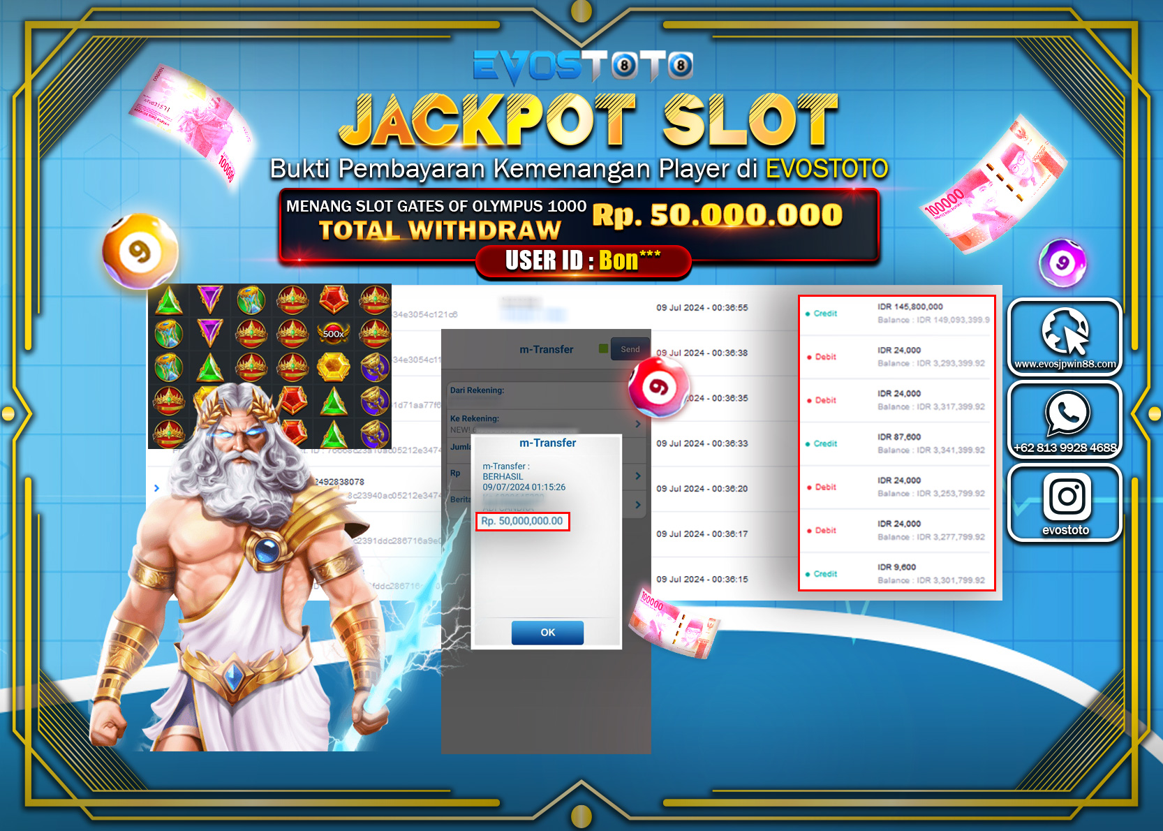 PEMBAYARAN JACKPOT SLOT GATES OF OLYMPUS 1000 50.000.000 DI BAYAR LANGSUNG !