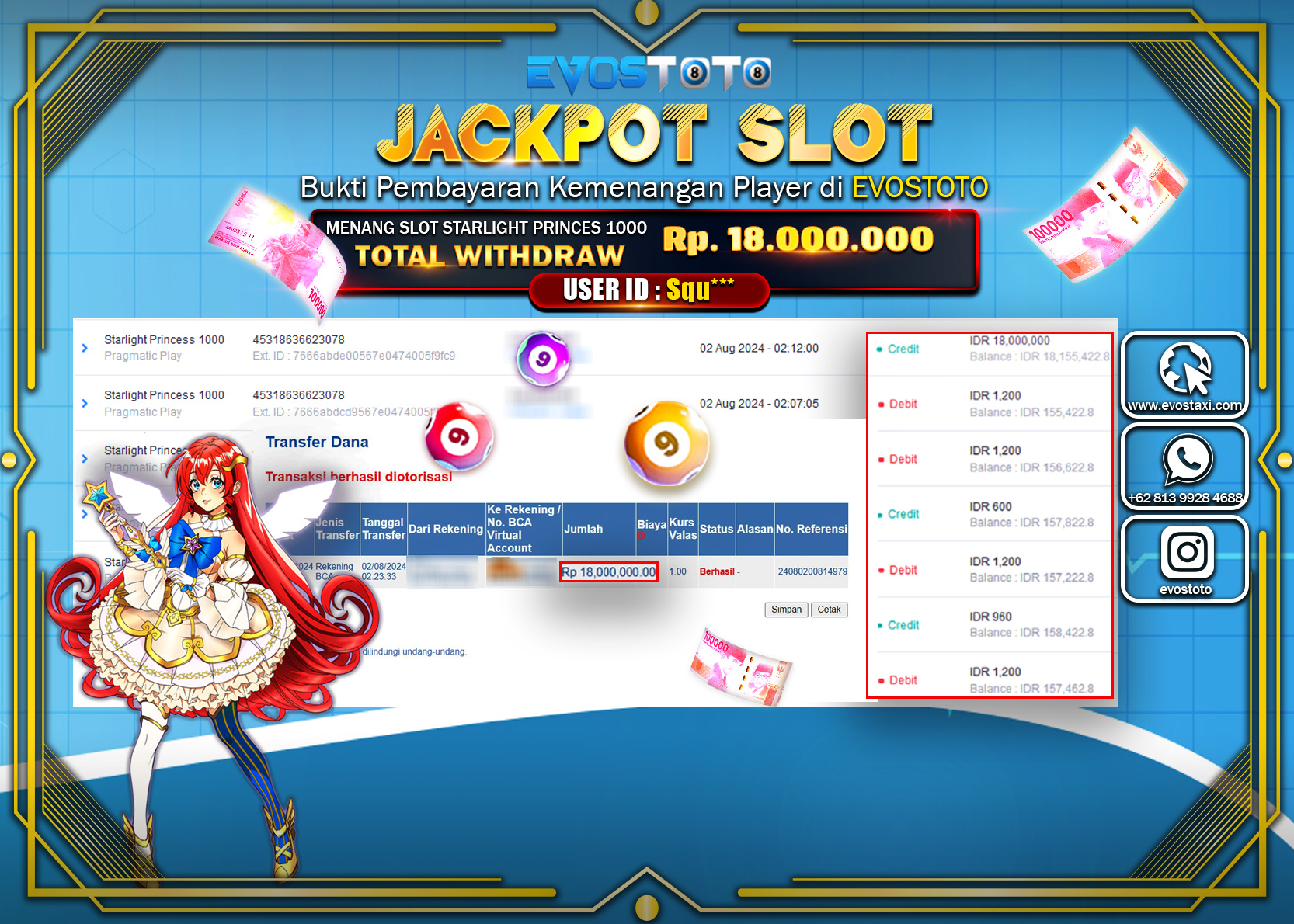 PEMBAYARAN JACKPOT SLOT STARLIGHT PRINCES 1000 18.000.000 DI BAYAR LANGSUNG !