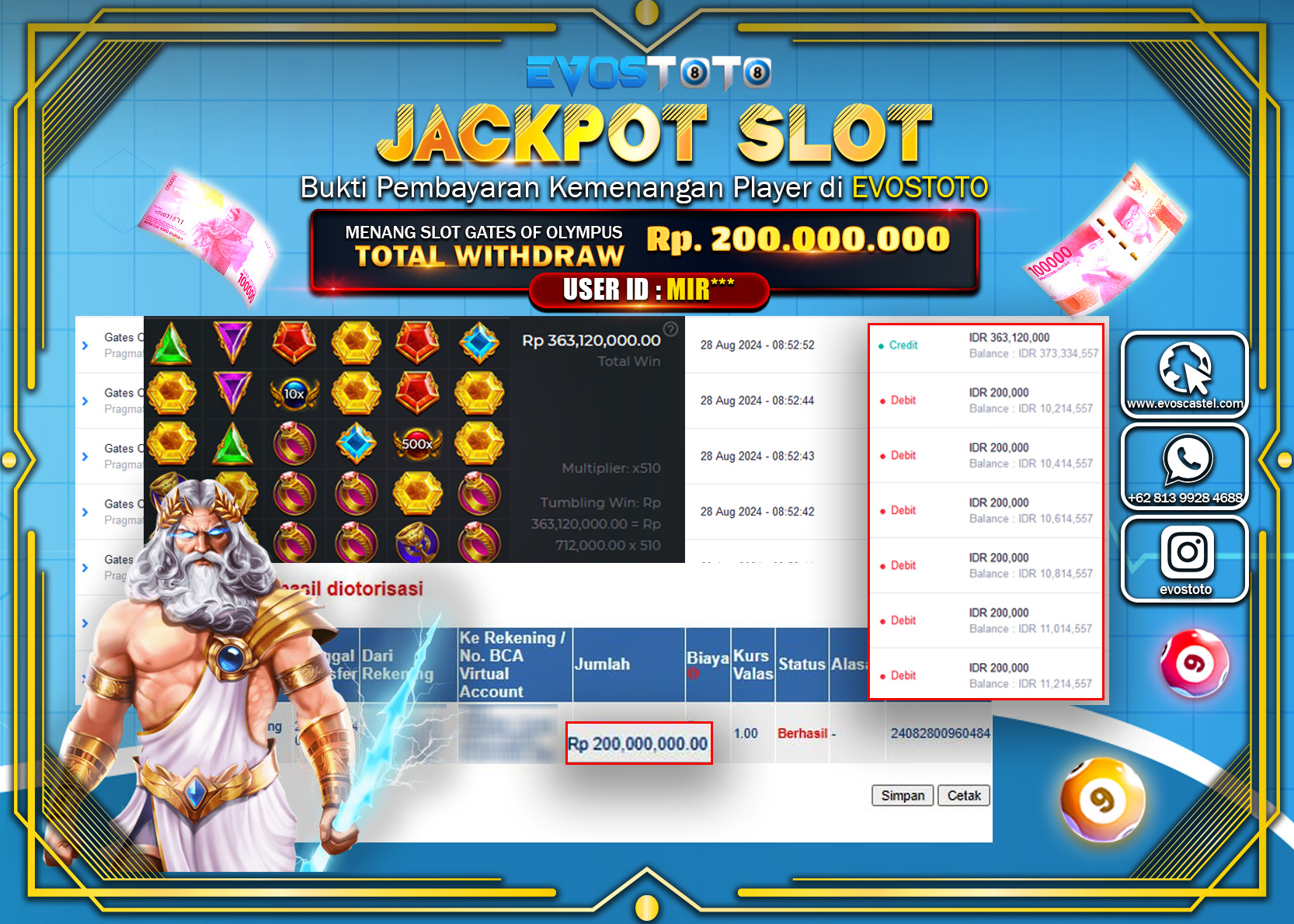 PEMBAYARAN JACKPOT SLOT GATES OF OLYMPUS 200.000.000 DI BAYAR LANGSUNG !