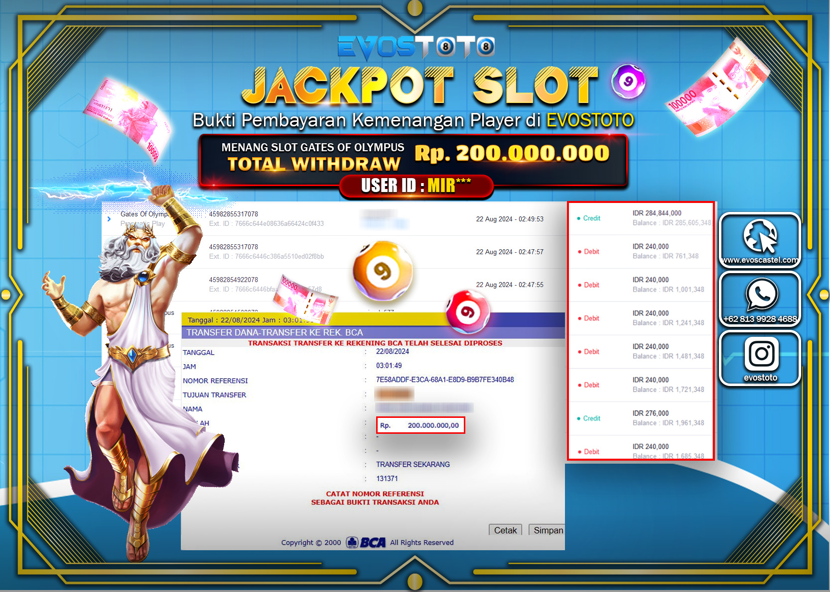 PEMBAYARAN JACKPOT SLOT GATES OF OLYMPUS 200.000.000 DI BAYAR LANGSUNG !