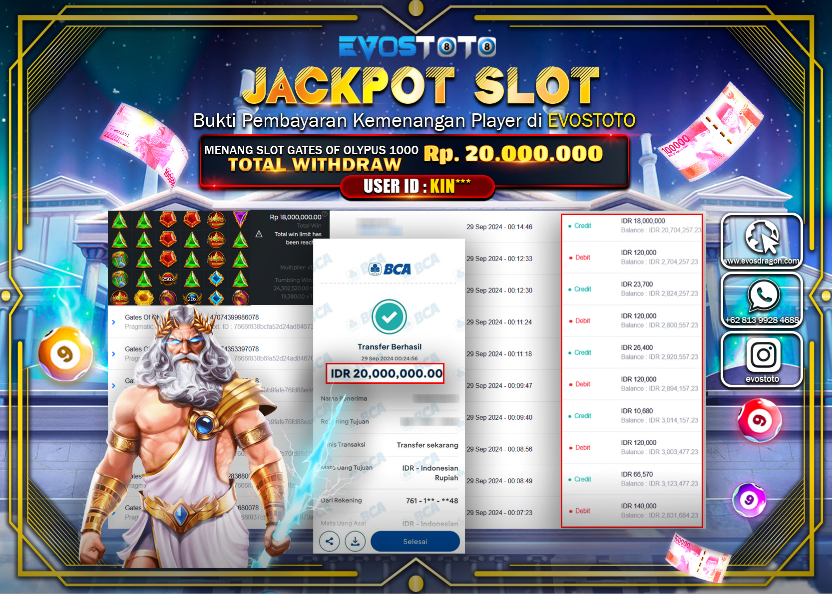 PEMBAYARAN JACKPOT SLOT GATES OF OLYMPUS 1000 20.000.000 DI BAYAR LANGSUNG !