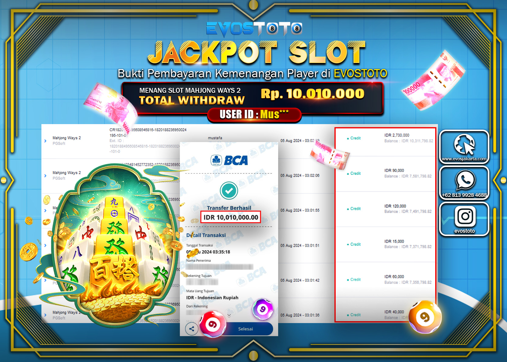 PEMBAYARAN JACKPOT SLOT MAHJONG WAYS 2 10.010.000 DI BAYAR LANGSUNG !