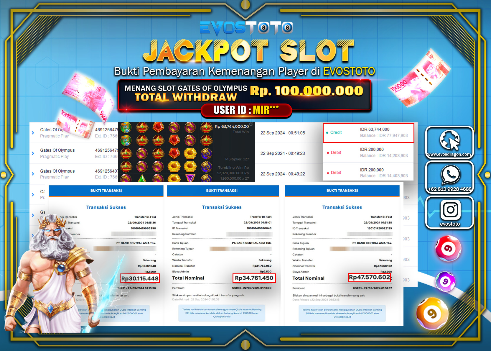 PEMBAYARAN JACKPOT SLOT GATES OF OLYMPUS 100.000.000 DI BAYAR LANGSUNG !