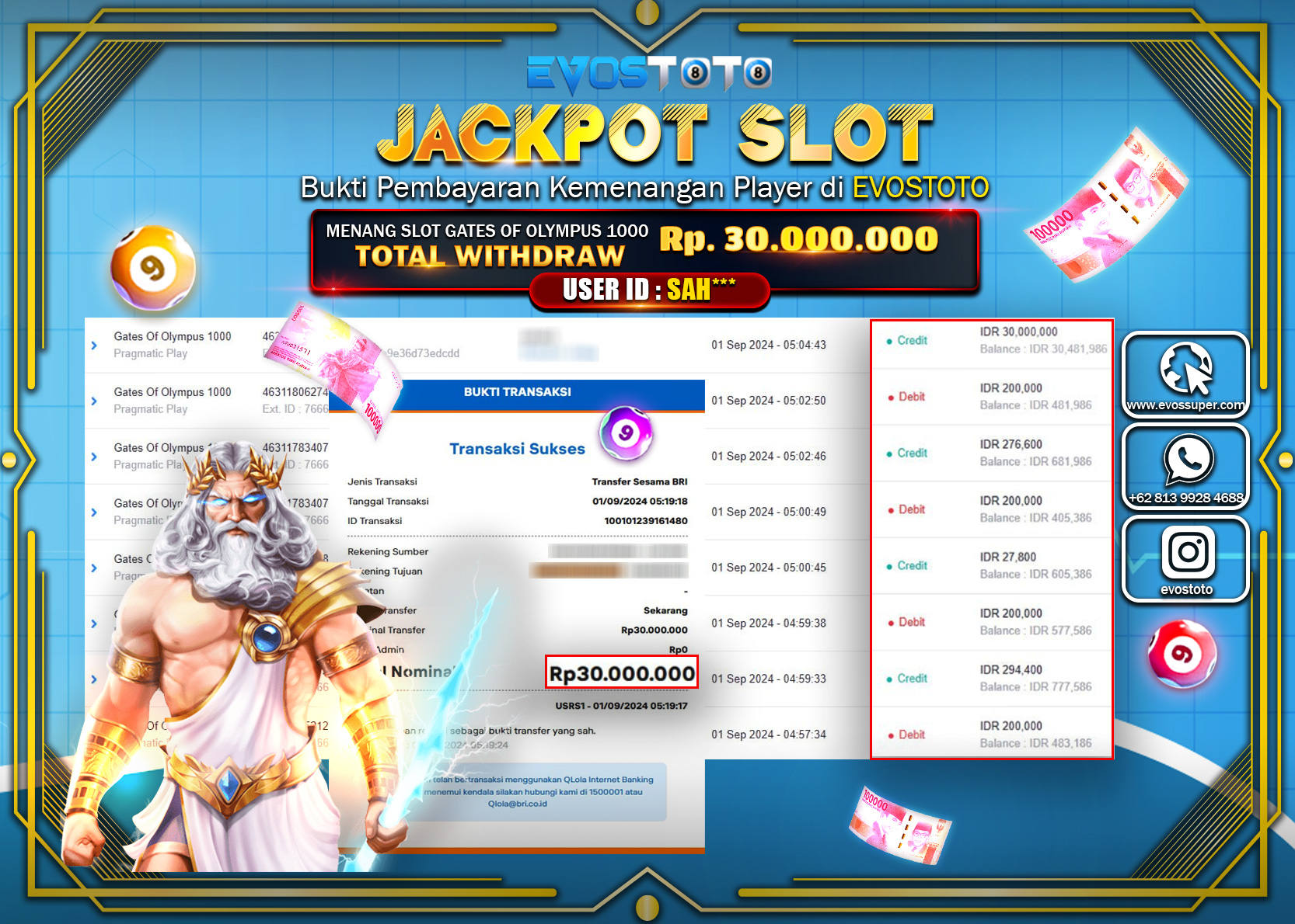 PEMBAYARAN JACKPOT SLOT GATES OF OLYMPUS 1000 30.000.000 DI BAYAR LANGSUNG !
