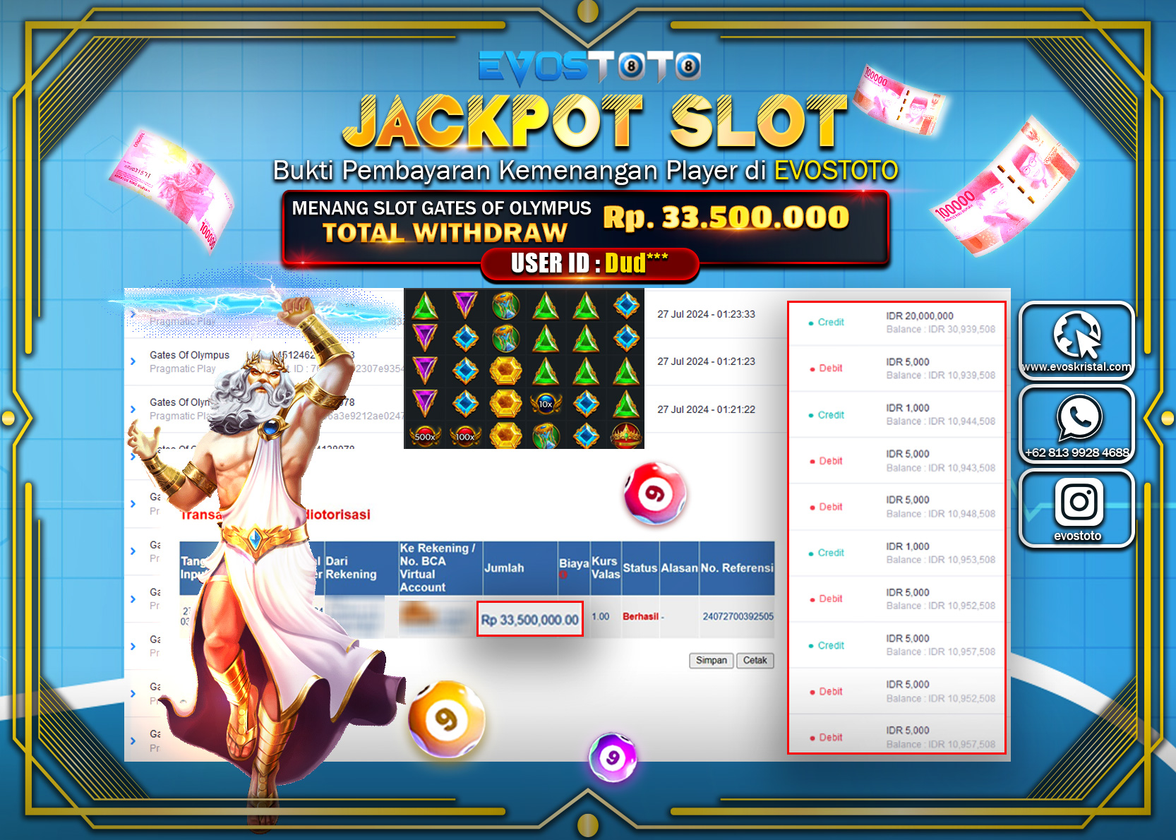 PEMBAYARAN JACKPOT SLOT GATES OF OLYMPUS 33.500.000 DI BAYAR LANGSUNG !