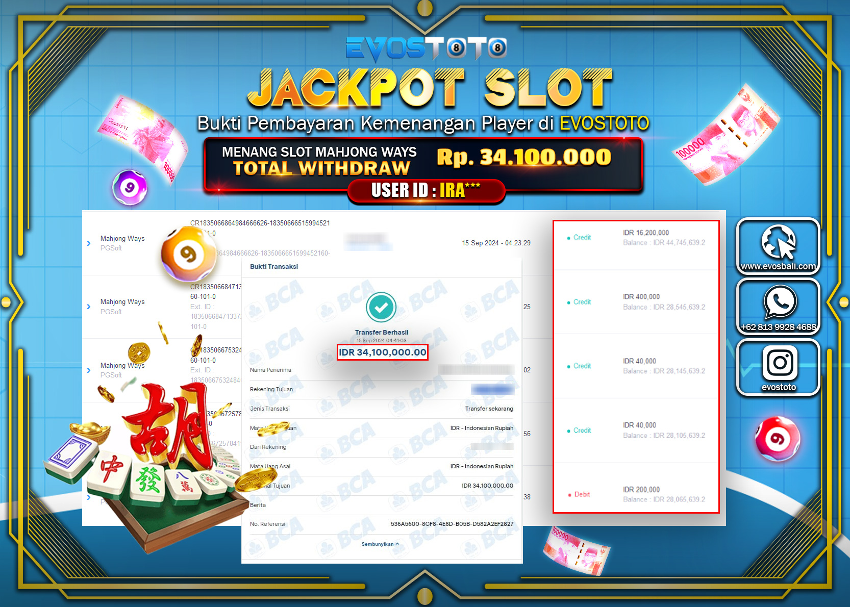 PEMBAYARAN JACKPOT SLOT MAHJONG WAYS 34.100.000 DI BAYAR LANGSUNG !