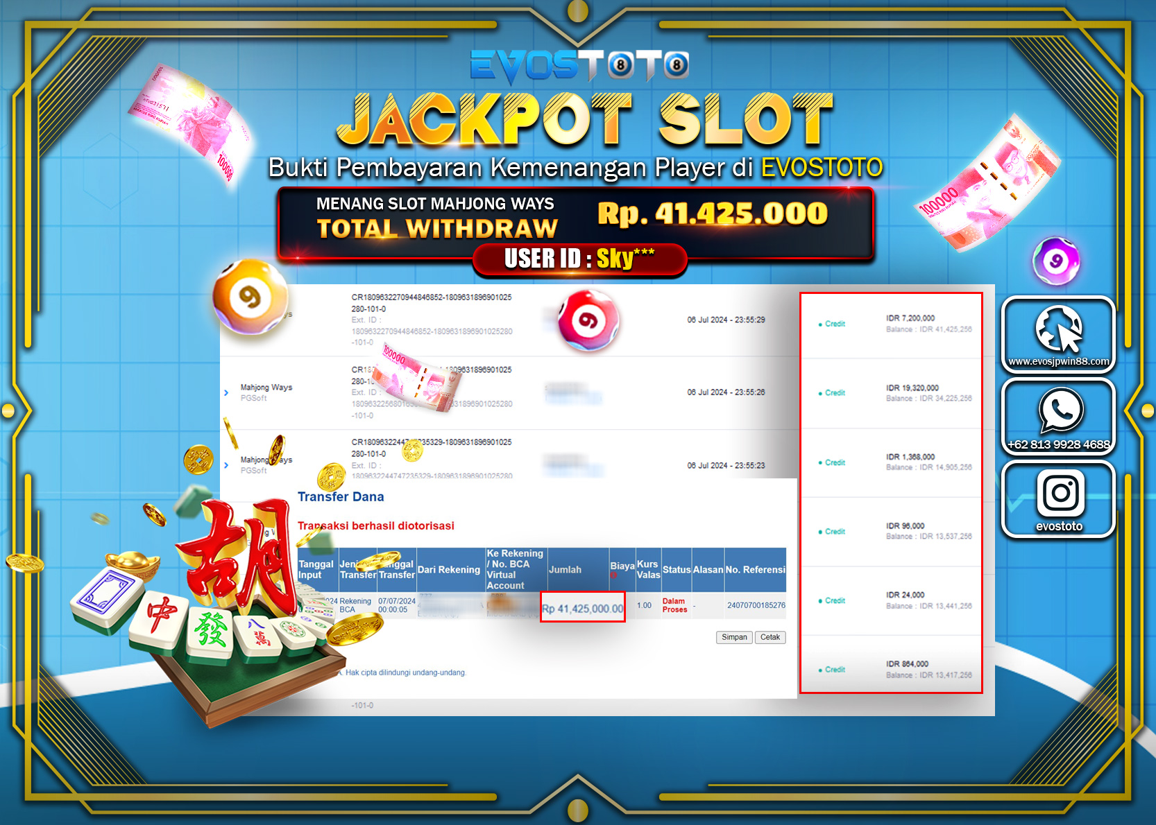 PEMBAYARAN JACKPOT SLOT MAHJONG WAYS 42.425.000 DI BAYAR LANGSUNG !
