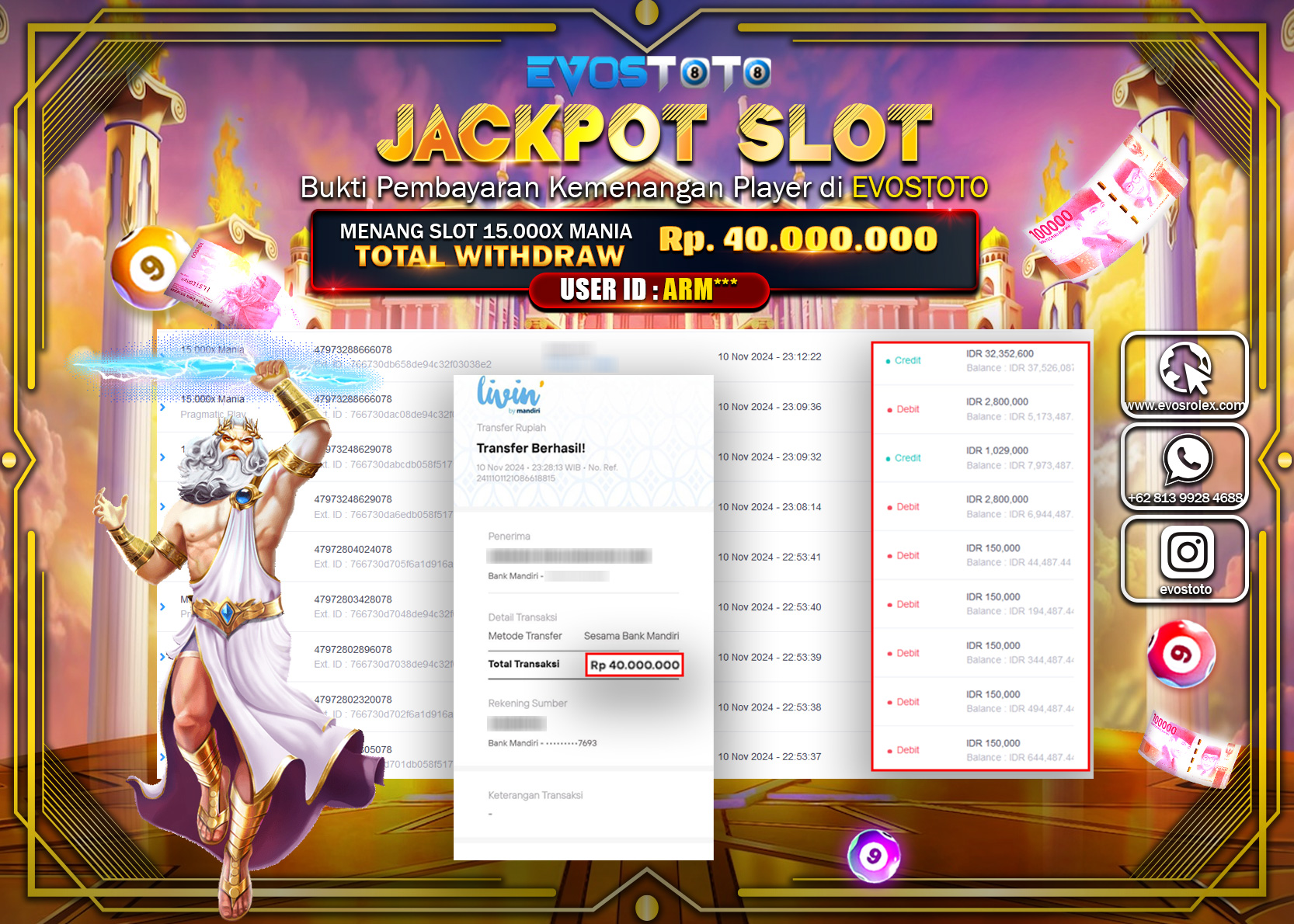 PEMBAYARAN JACKPOT SLOT 15.000X MANIA   40.000.000 DI BAYAR LANGSUNG !