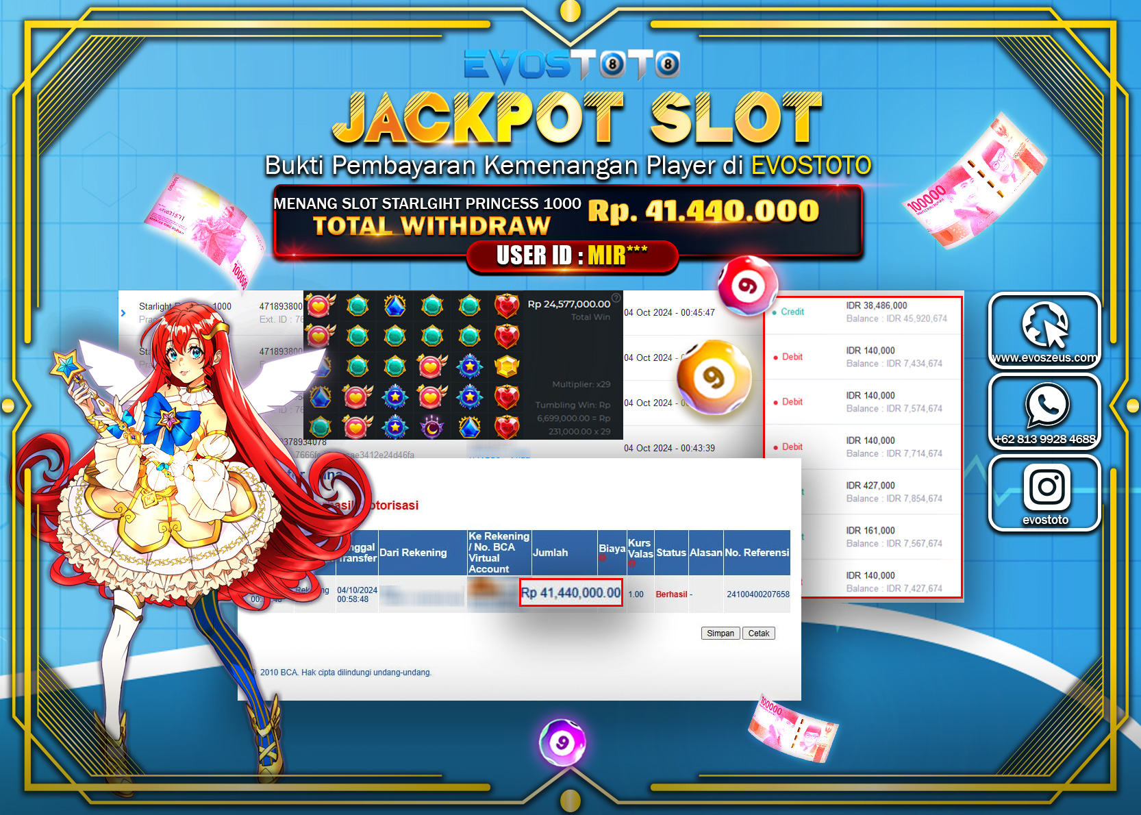 PEMBAYARAN JACKPOT SLOT STARLIGHT PRINCES 1000 41.440.000 DI BAYAR LANGSUNG !