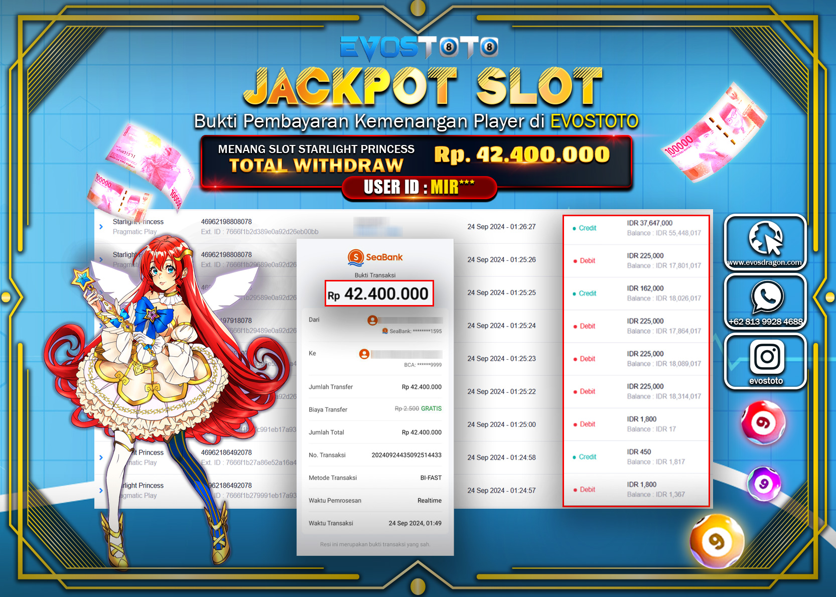 PEMBAYARAN JACKPOT SLOT STARLIGHT PRINCES 42.400.000 DI BAYAR LANGSUNG !