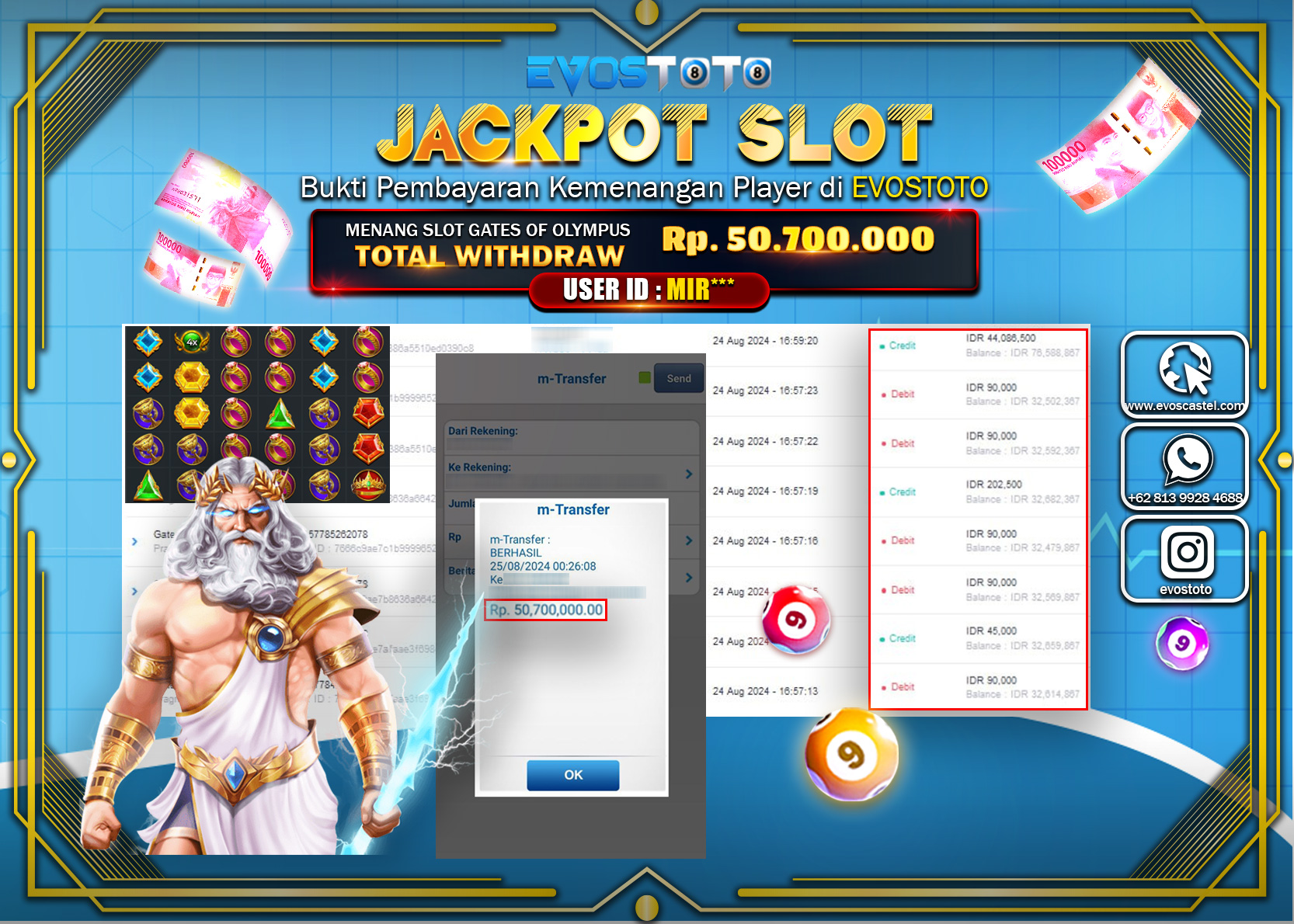 PEMBAYARAN JACKPOT SLOT GATES OF OLYMPUS 50.700.000 DI BAYAR LANGSUNG !