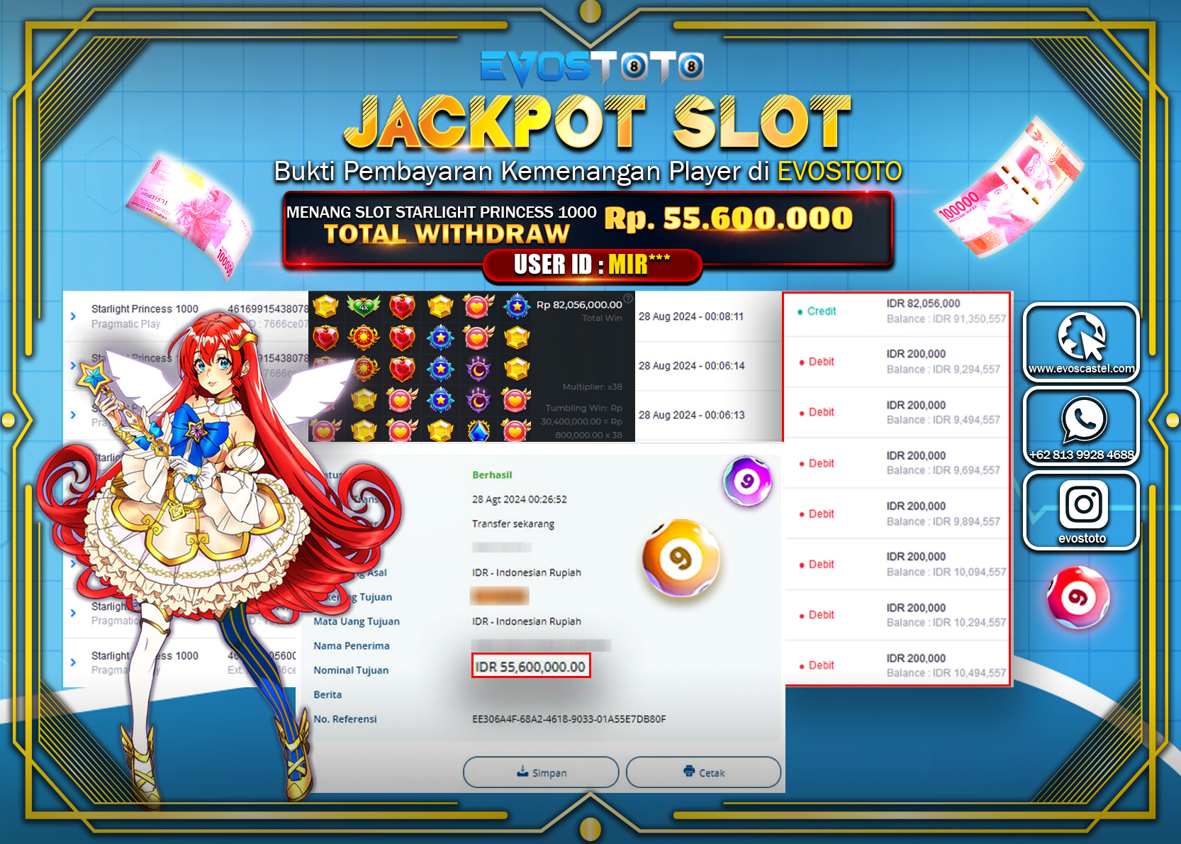 PEMBAYARAN JACKPOT SLOT STARLIGHT PRINCES 1000 55.600.000 DI BAYAR LANGSUNG !