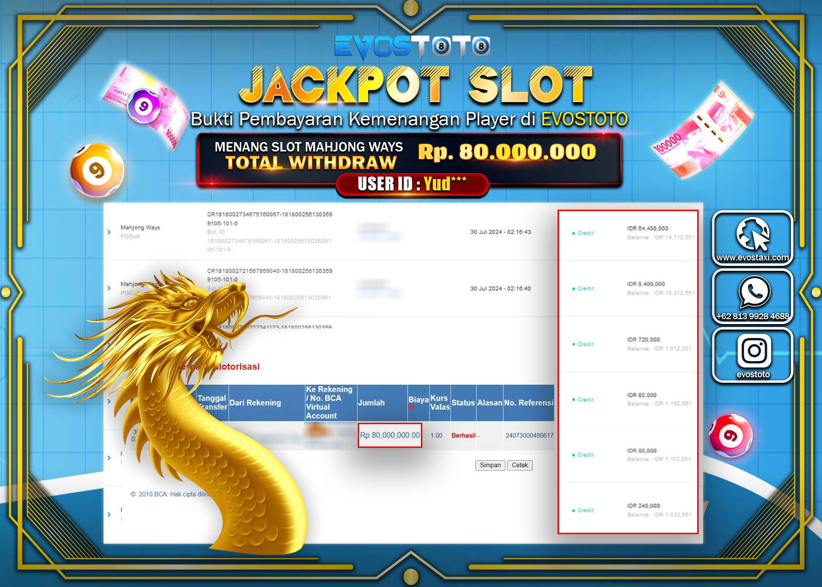 PEMBAYARAN JACKPOT SLOT MAHJONG WAYS  80.000.000 DI BAYAR LANGSUNG !