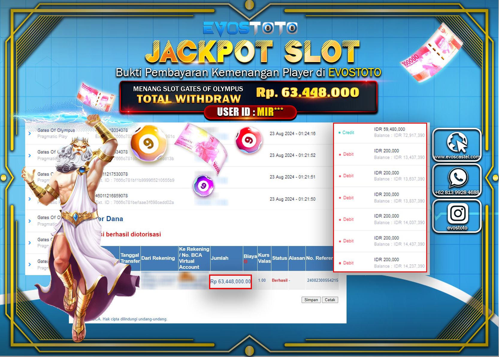PEMBAYARAN JACKPOT SLOT GATES OF OLYMPUS 63.448.000 DI BAYAR LANGSUNG !