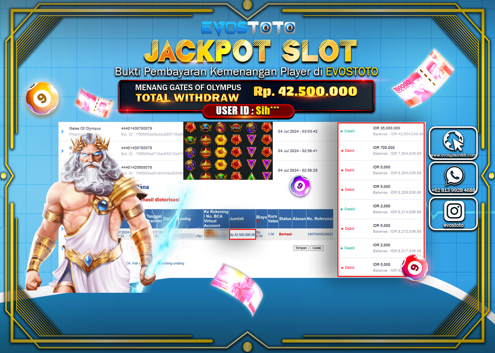 PEMBAYARAN JACKPOT SLOT GATES OF OLYMPUS 42.500.000 DI BAYAR LANGSUNG !