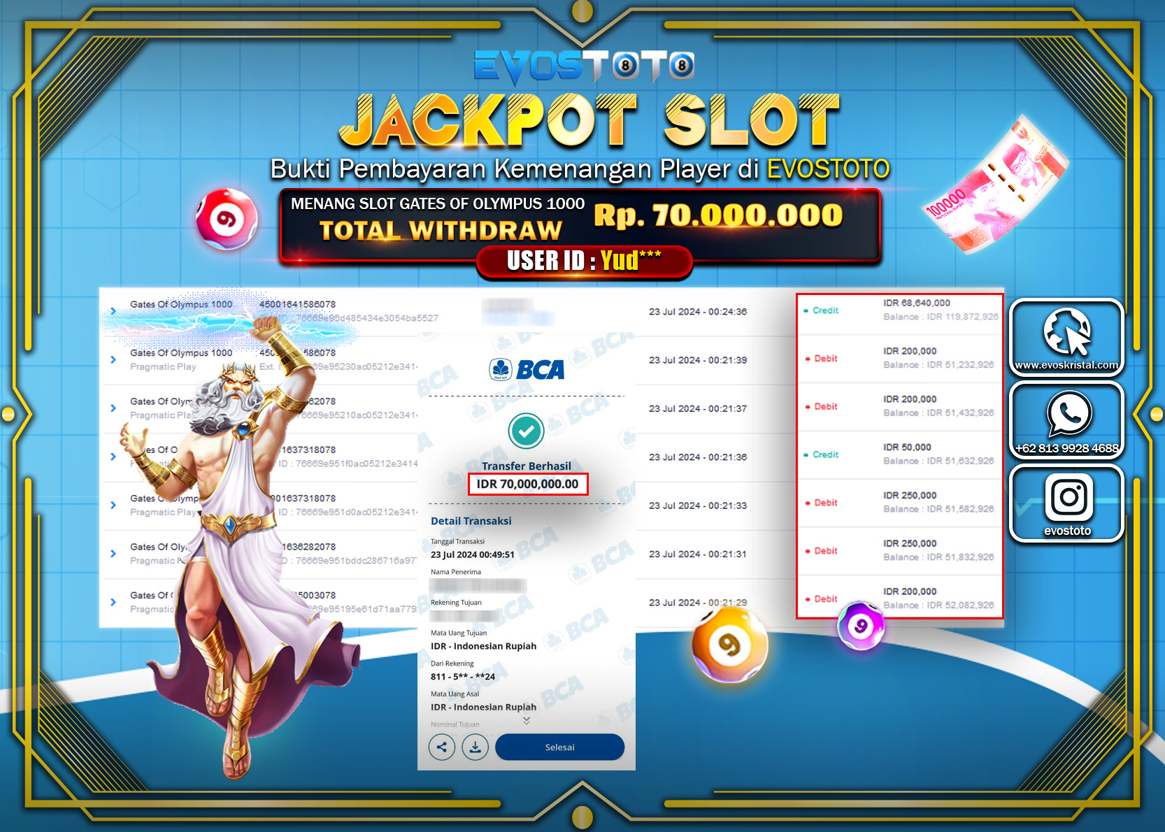 PEMBAYARAN JACKPOT SLOT GATES OF OLYMPUS 1000 70.000.000 DI BAYAR LANGSUNG !