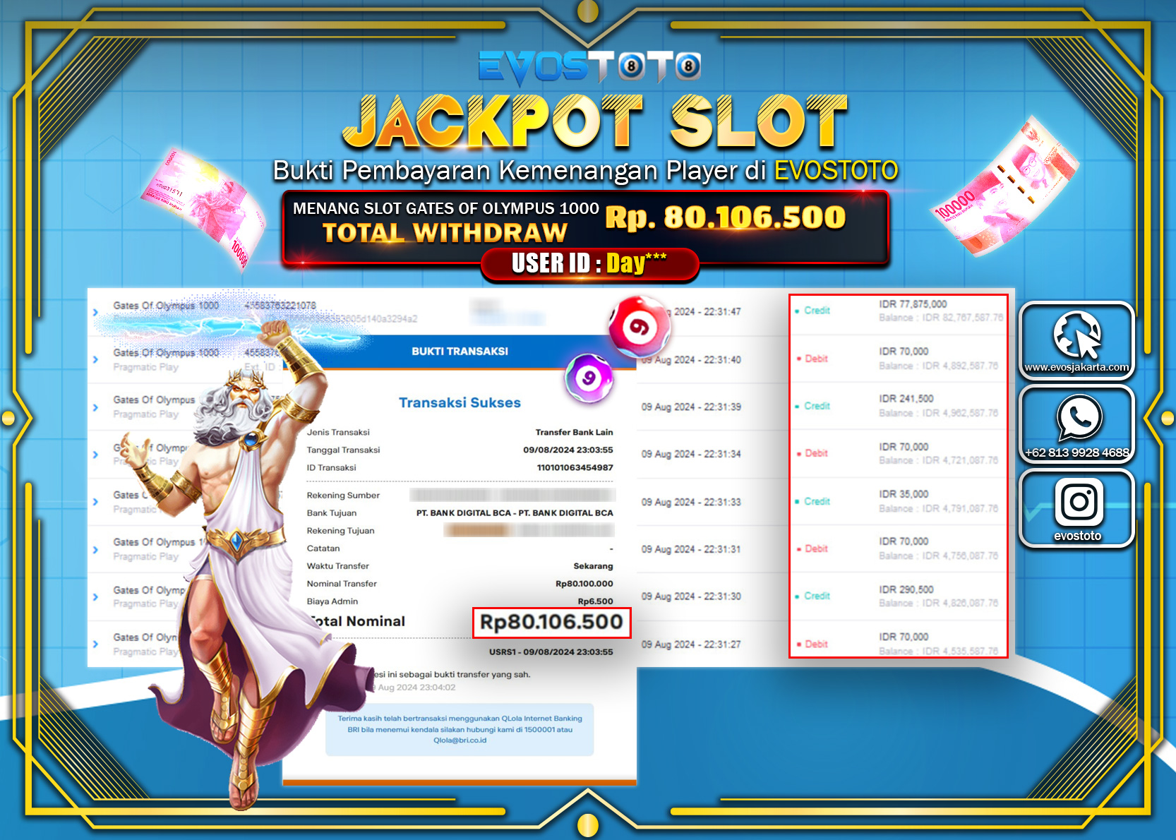 PEMBAYARAN JACKPOT SLOT GATES OF OLYMPUS 1000 80.106.500 DI BAYAR LANGSUNG !