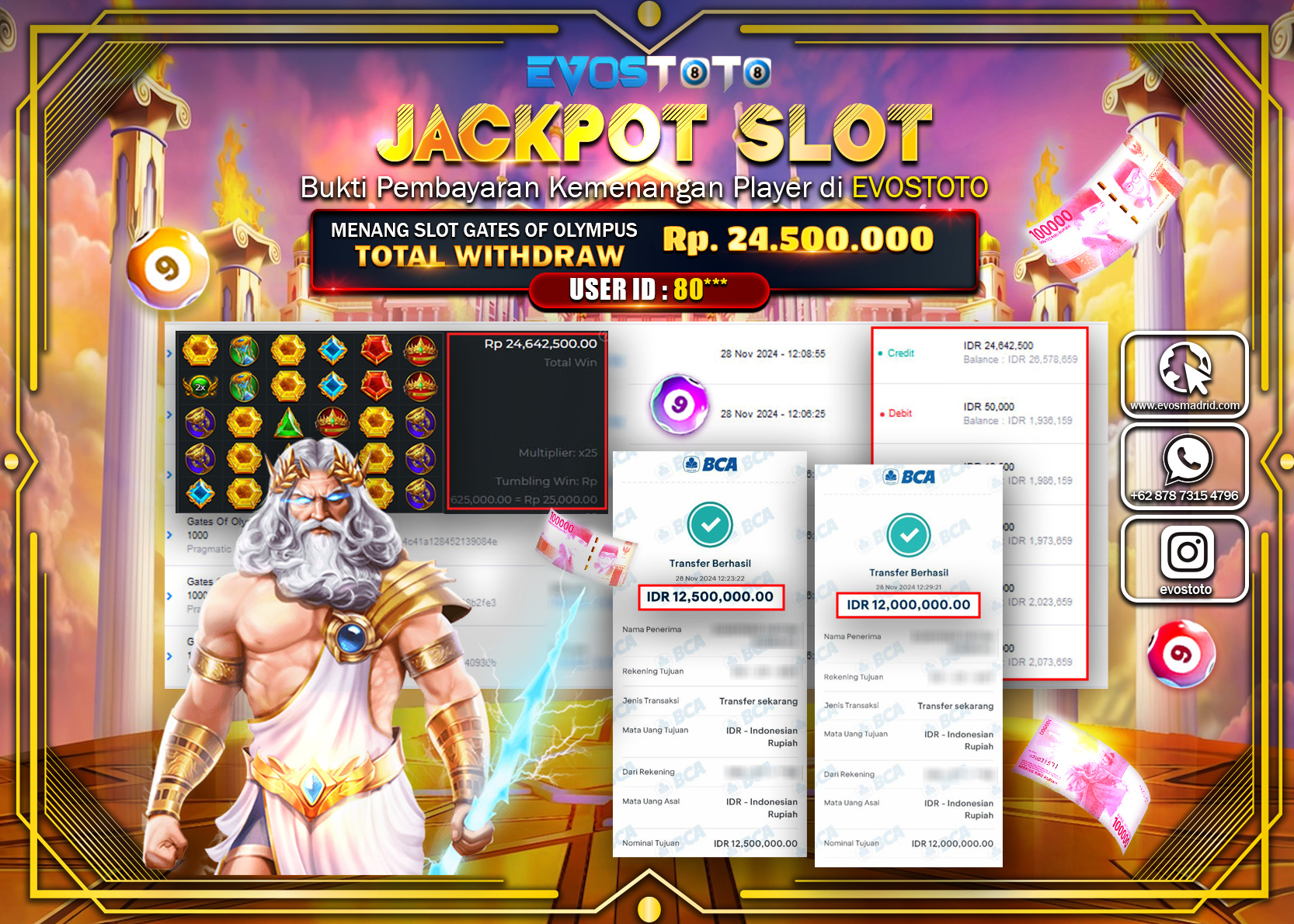 PEMBAYARAN JACKPOT SLOT GATES OF OLYMPUS 24.500.000 DI BAYAR LANGSUNG !