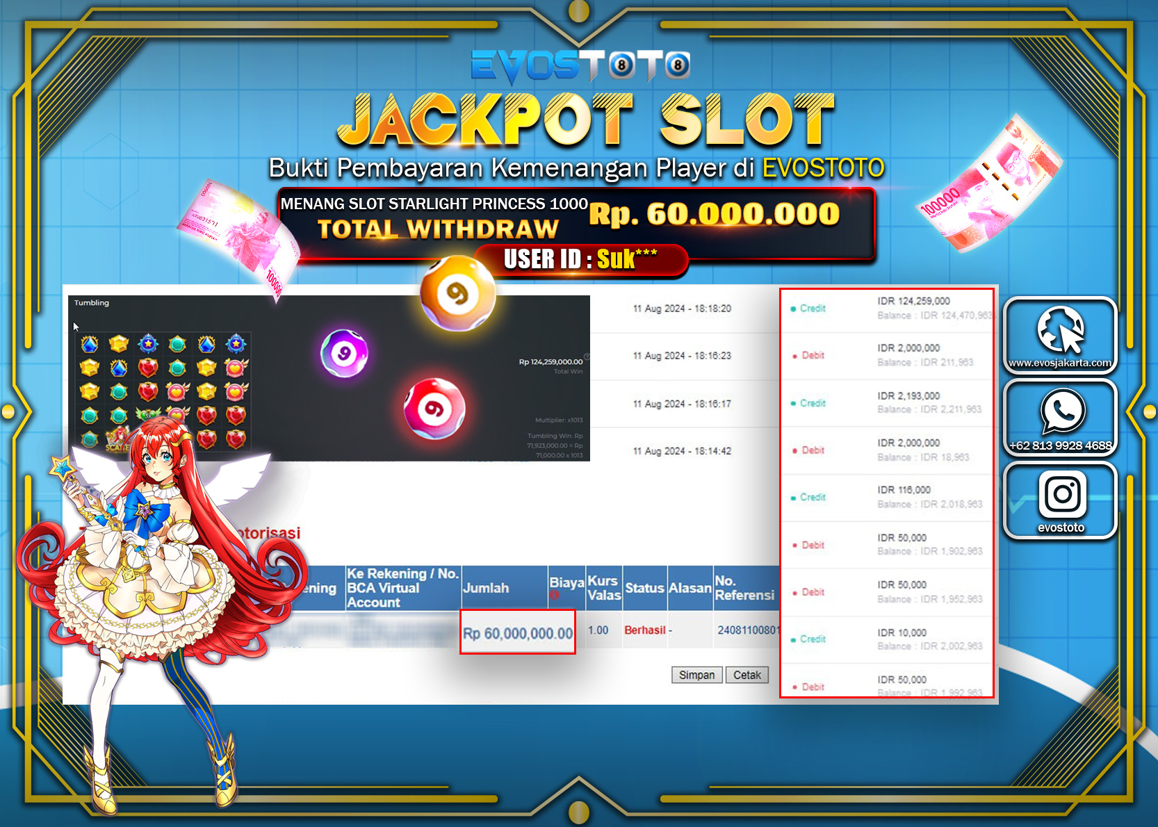 PEMBAYARAN JACKPOT SLOT STARLIGHT PRINCES 1000 60.000.000 DI BAYAR LANGSUNG !