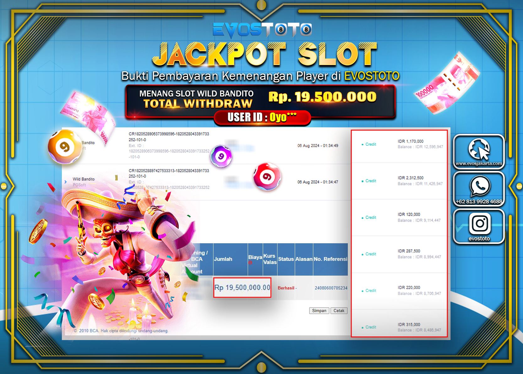PEMBAYARAN JACKPOT SLOT WILD BANDITO 19.500.000 DI BAYAR LANGSUNG !