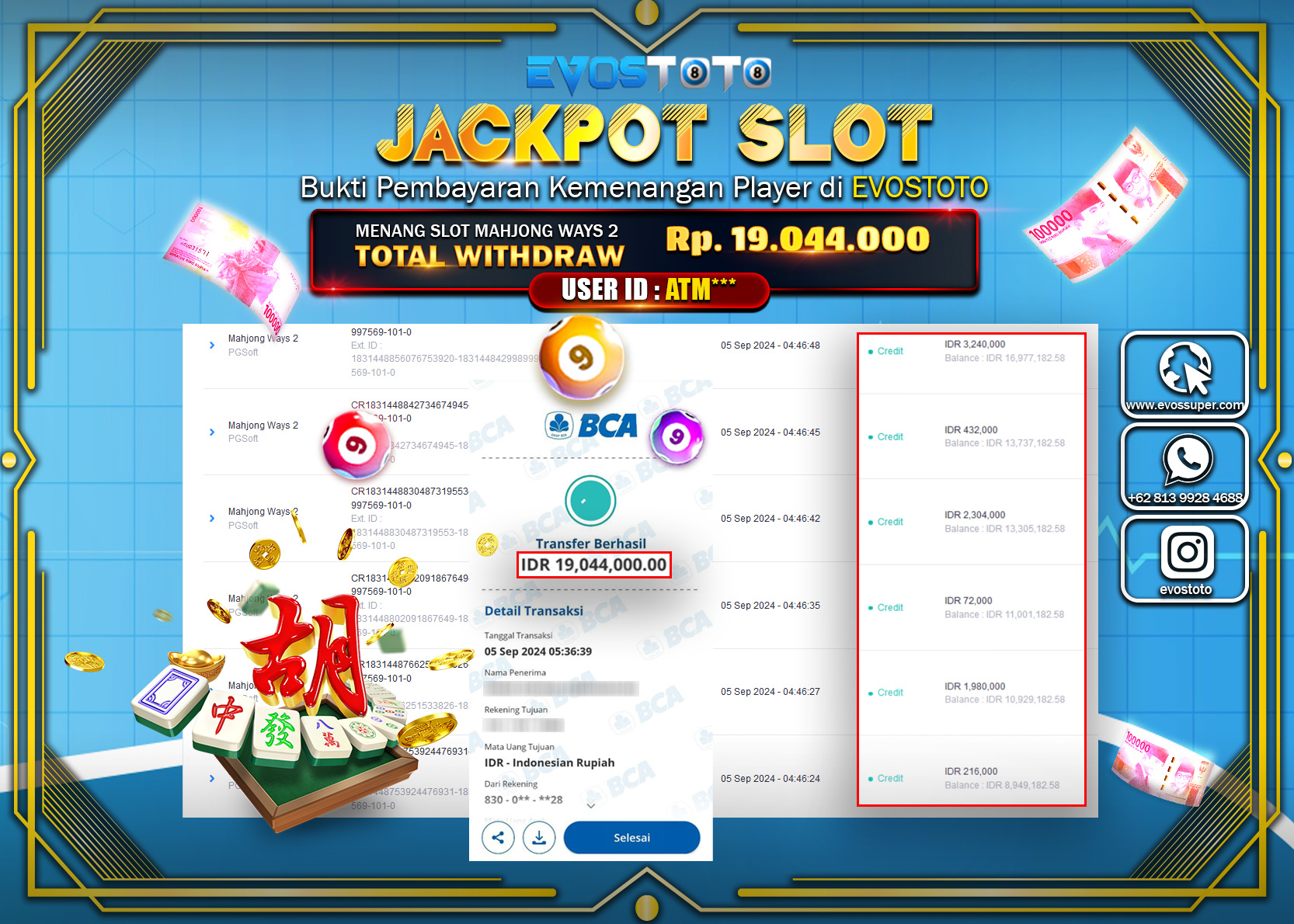 PEMBAYARAN JACKPOT  MAHJONG WAYS 2 19.044.000 DI BAYAR LANGSUNG !