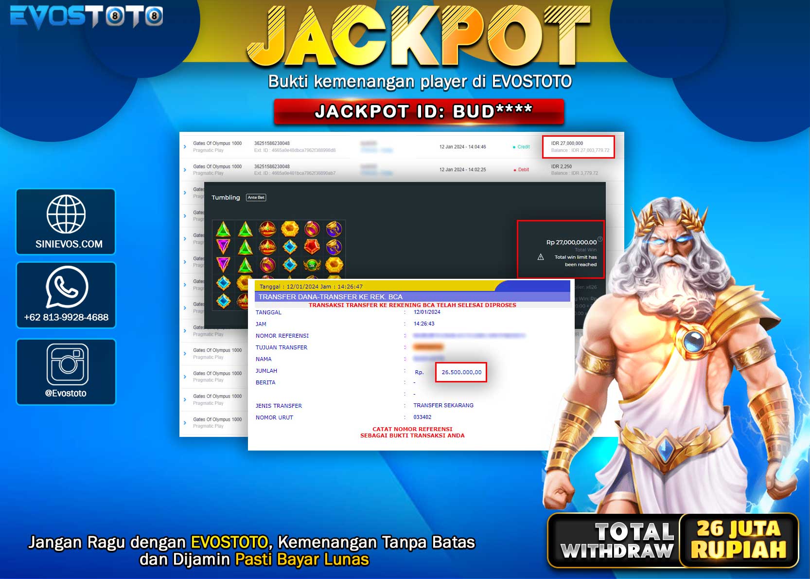 PEMBAYARAN JACKPOT SLOT GATES OF OLYMPUS 1000  26.500.000 DI BAYAR LANGSUNG !