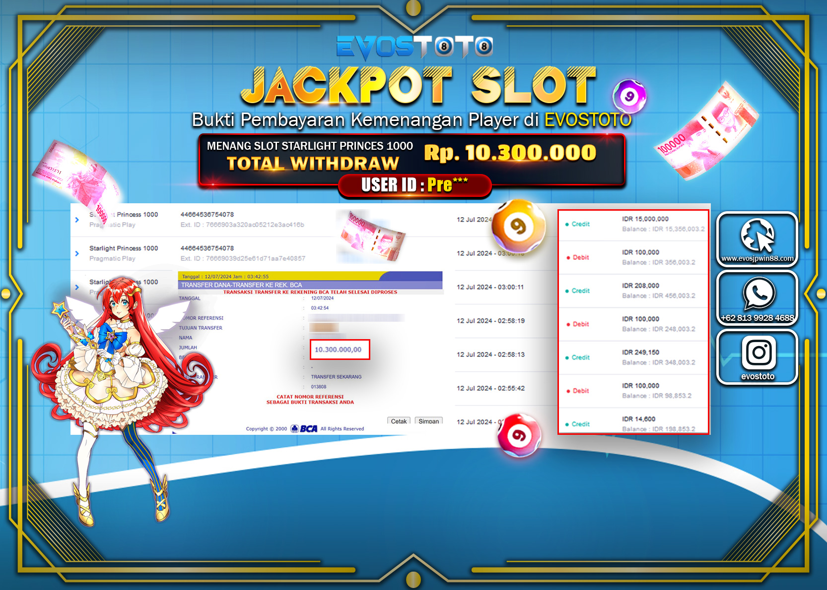 PEMBAYARAN JACKPOT SLOT STARLIGHT PRINCES 1000 10.300.000 DI BAYAR LANGSUNG !