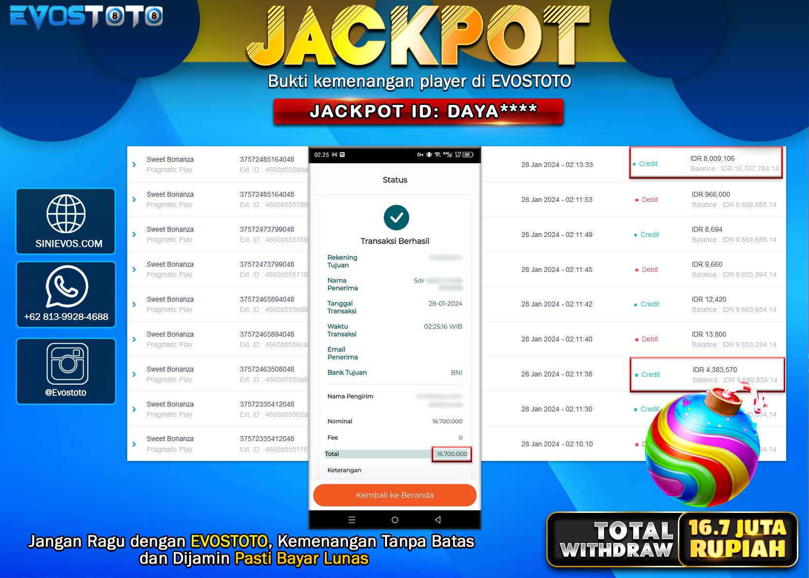 PEMBAYARAN JACKPOT SLOT SWEET BONANZA 16.700.000 DI BAYAR LANGSUNG !