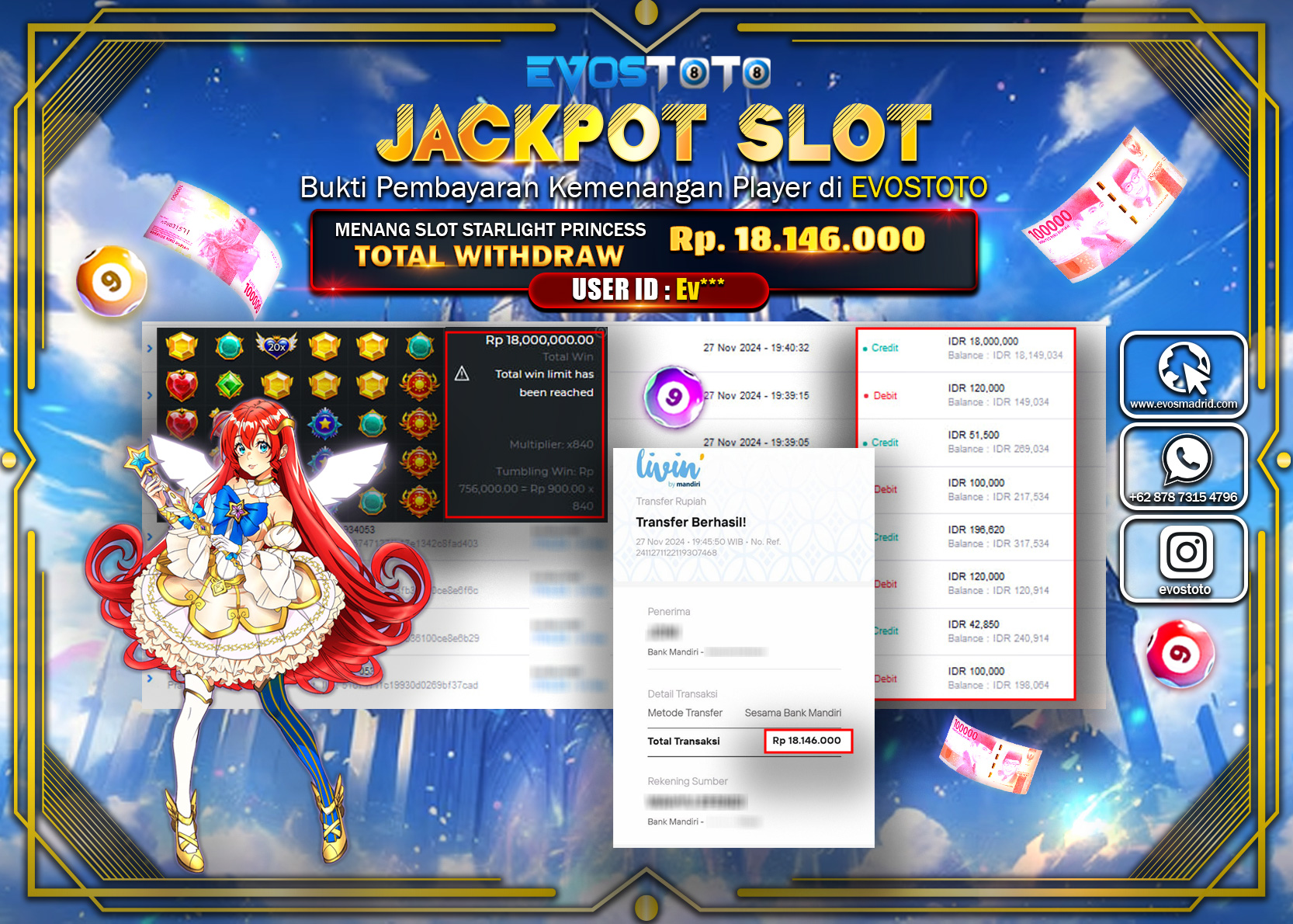 PEMBAYARAN JACKPOT SLOT STARLIGHT PRINCESS 1000  12.957.000 DI BAYAR LANGSUNG !