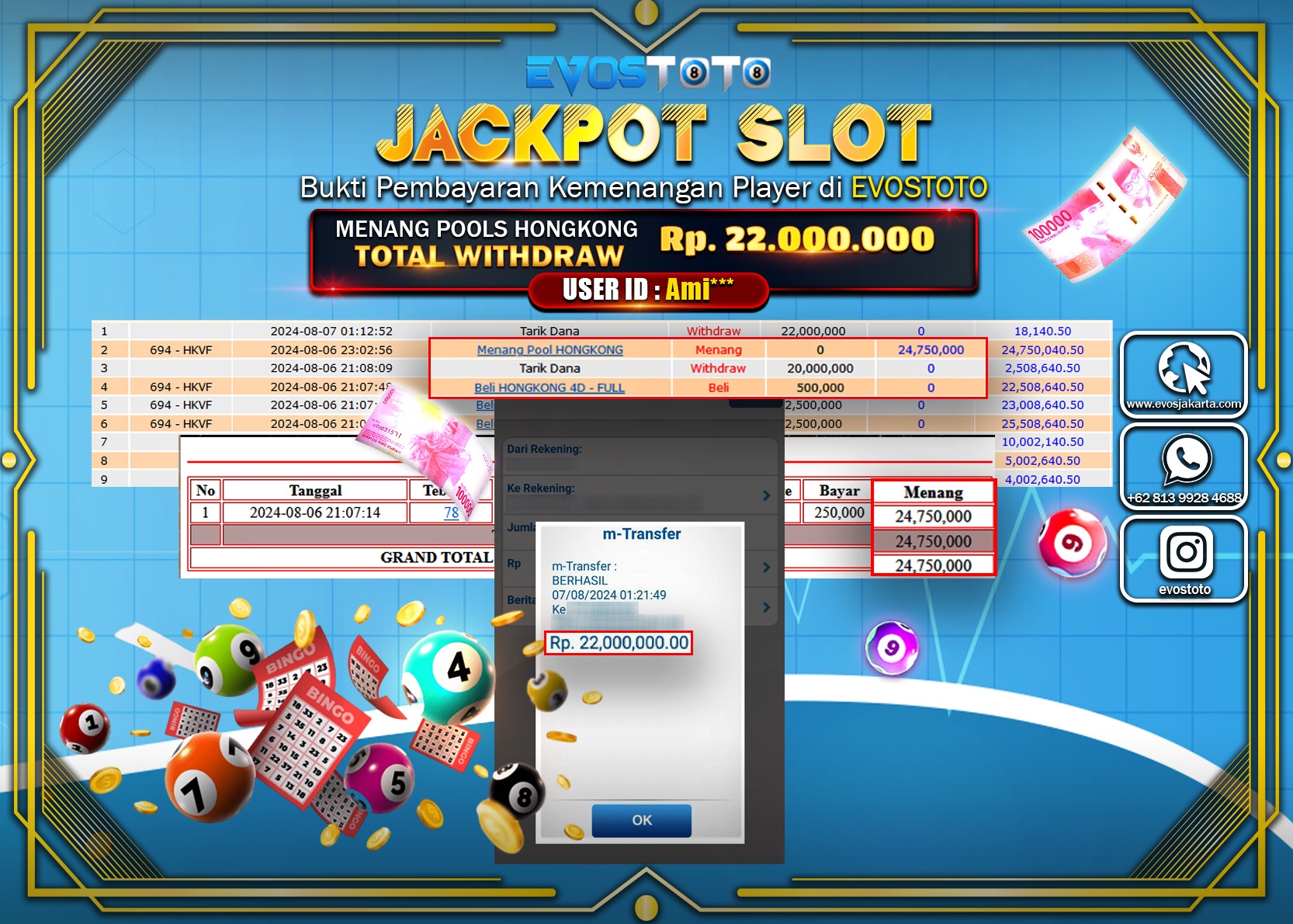 PEMBAYARAN JACKPOT POOLS HONGKONG 22.000.000 DI BAYAR LANGSUNG !