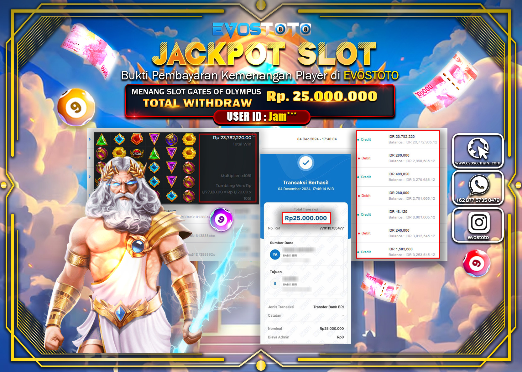 PEMBAYARAN JACKPOT SLOT MANIA OLYMPUS 25.000.000 DI BAYAR LANGSUNG !