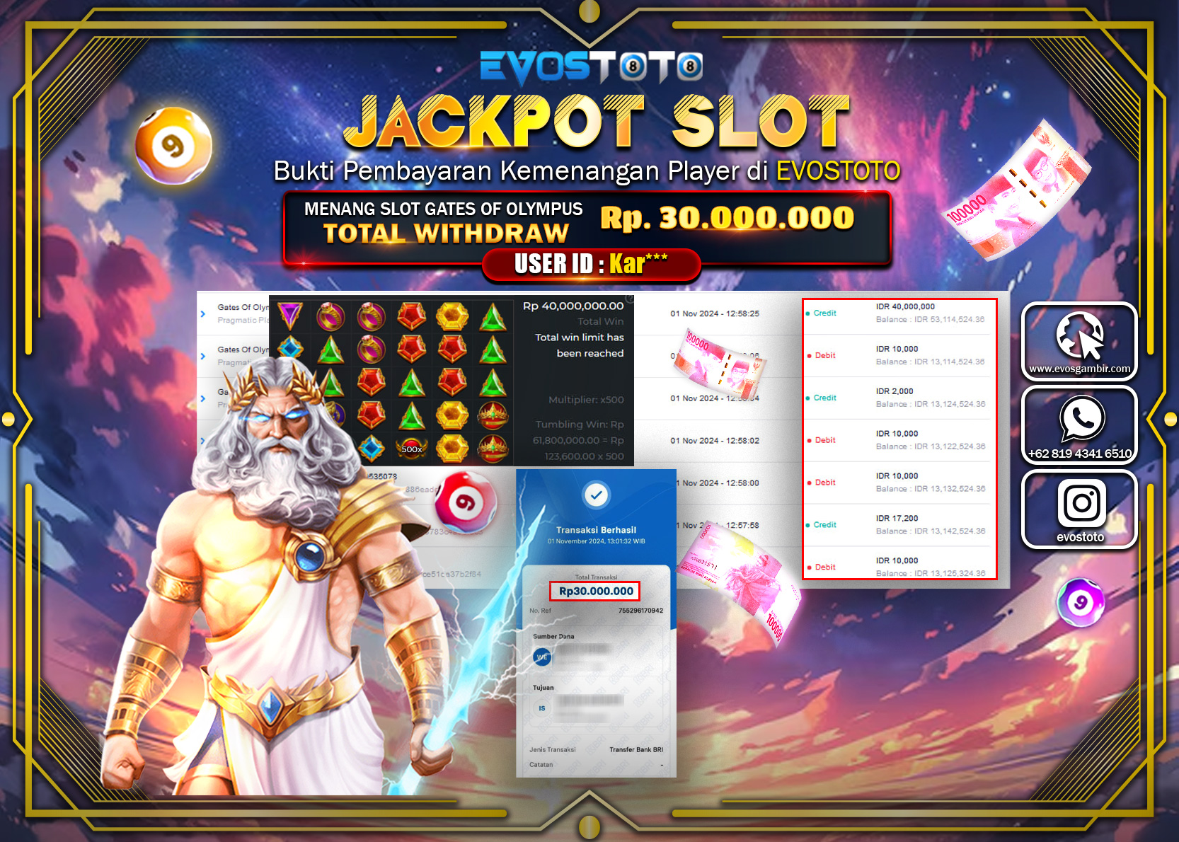 PEMBAYARAN JACKPOT SLOT GATES OF OLYMPUS  30.000.000 DI BAYAR LANGSUNG !