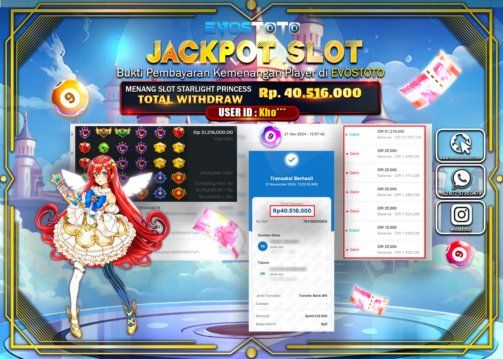 PEMBAYARAN JACKPOT SLOT STARLIGHT PRINCES 40.516.000 DI BAYAR LANGSUNG !
