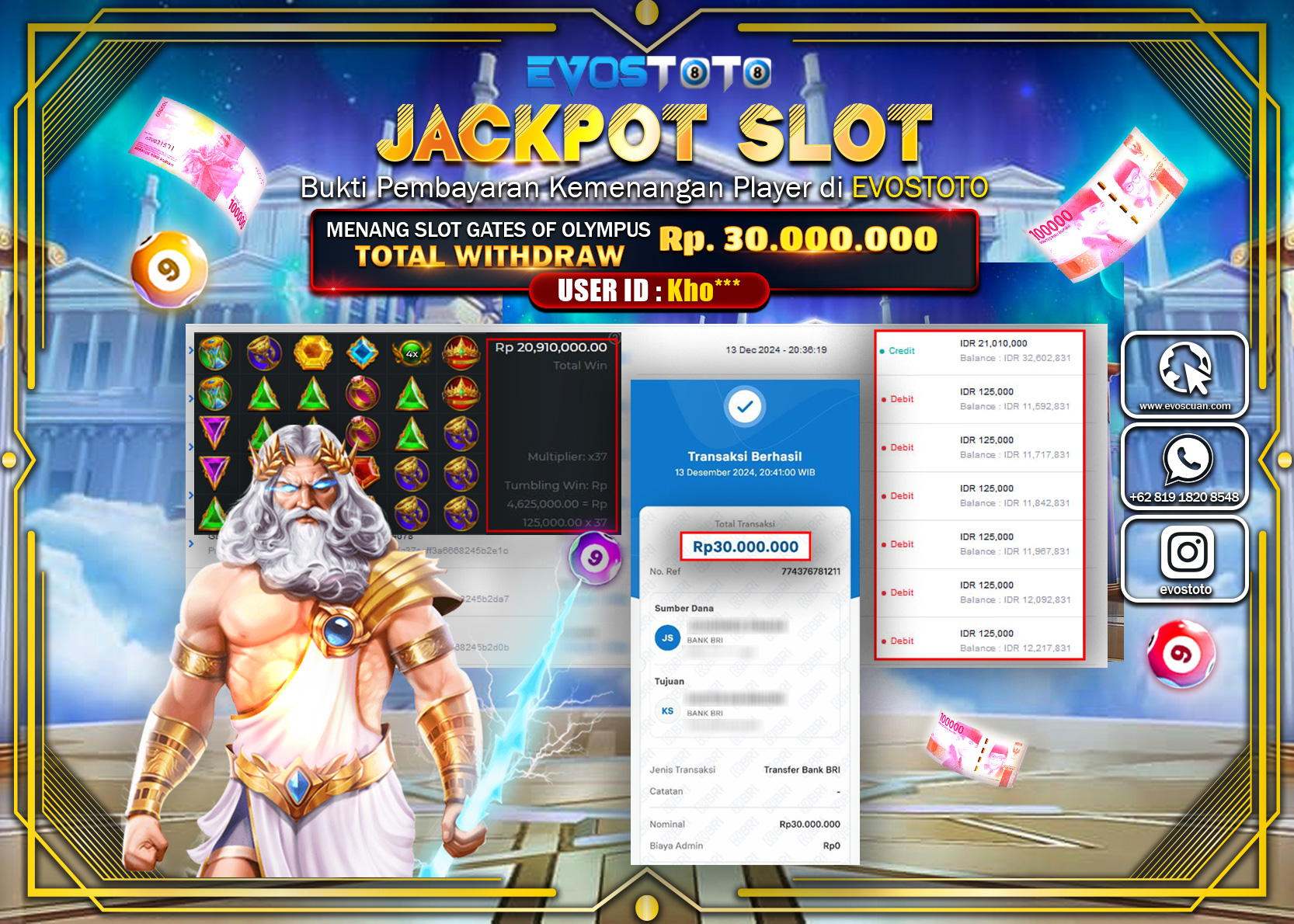 PEMBAYARAN JACKPOT SLOT GATES OF OLYMPUS  Rp.30.00.000 DI BAYAR LANGSUNG !