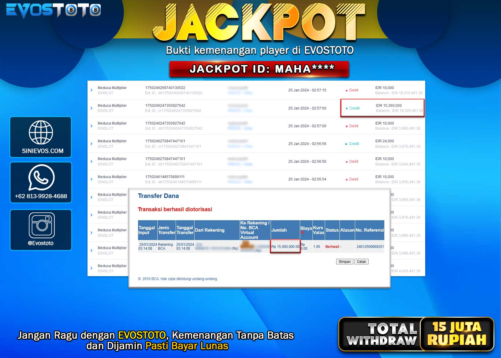 PEMBAYARAN JACKPOT SLOT MEDUSA MULTIPLIER 15.000.000 DI BAYAR LANGSUNG !