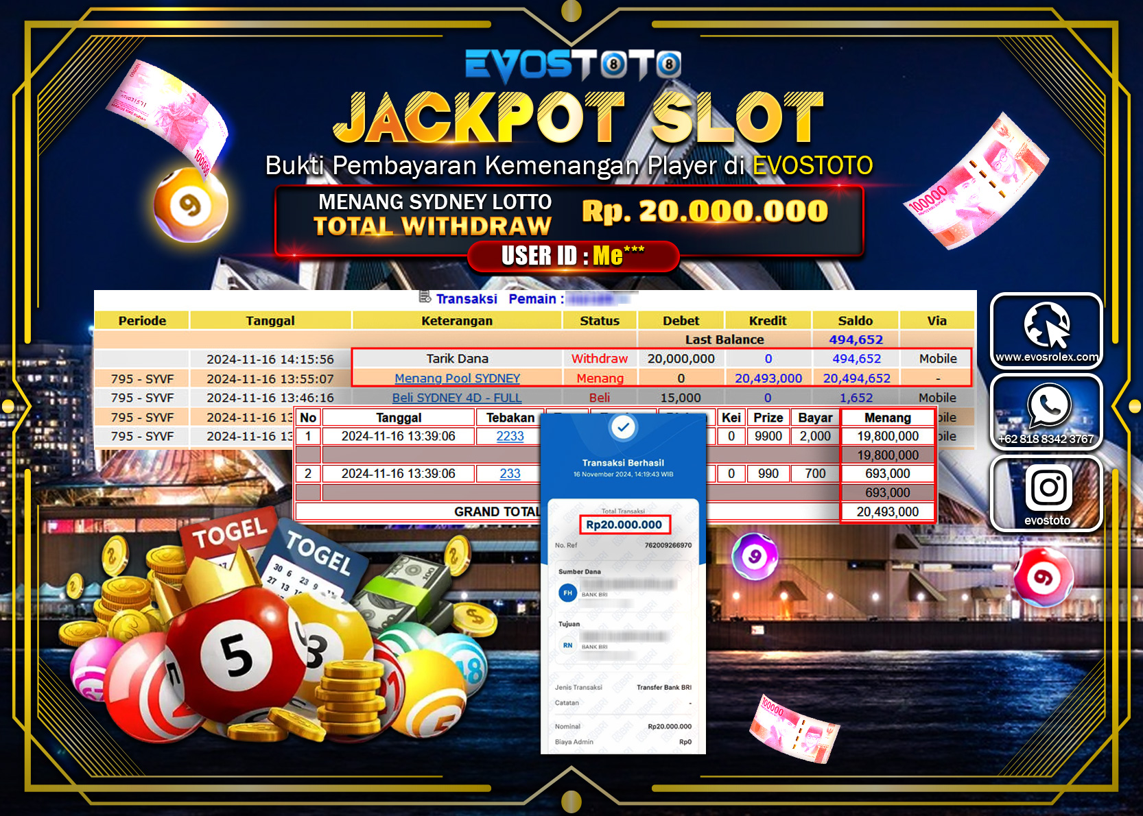 PEMBAYARAN JACKPOT POOLS SYDNEY LOTTO 20.000.000 DI BAYAR LANGSUNG !