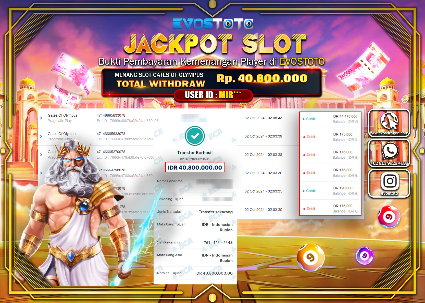 PEMBAYARAN JACKPOT SLOT GATES OF OLYMPUS 40.800.000 DI BAYAR LANGSUNG !