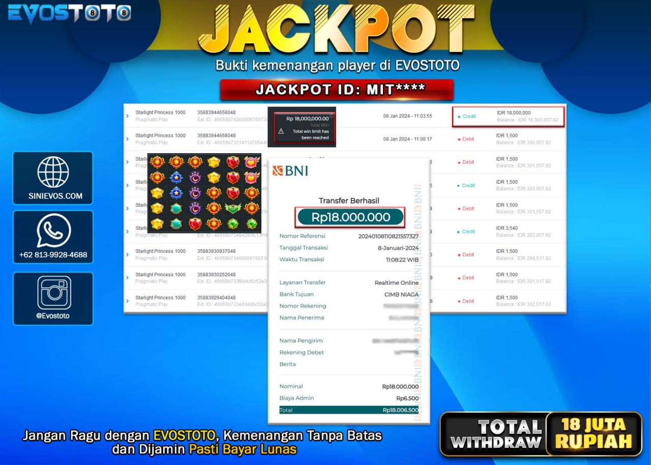 PEMBAYARAN JACKPOT SLOT STARLIGHT PRINCESS 1000 18.000.000 DI BAYAR LANGSUNG !