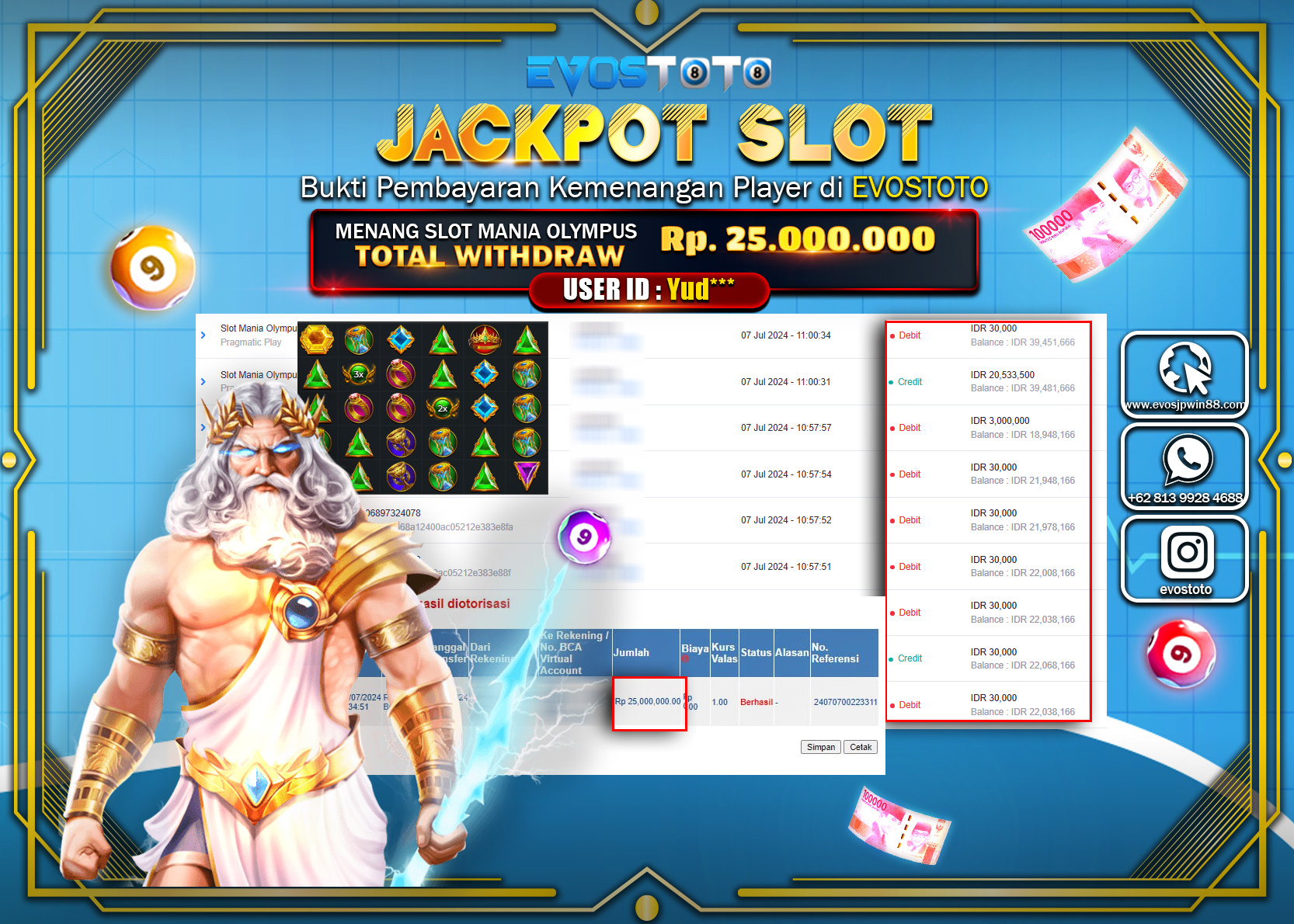 PEMBAYARAN JACKPOT SLOT GATES OF OLYMPUS 25.000.000 DI BAYAR LANGSUNG !