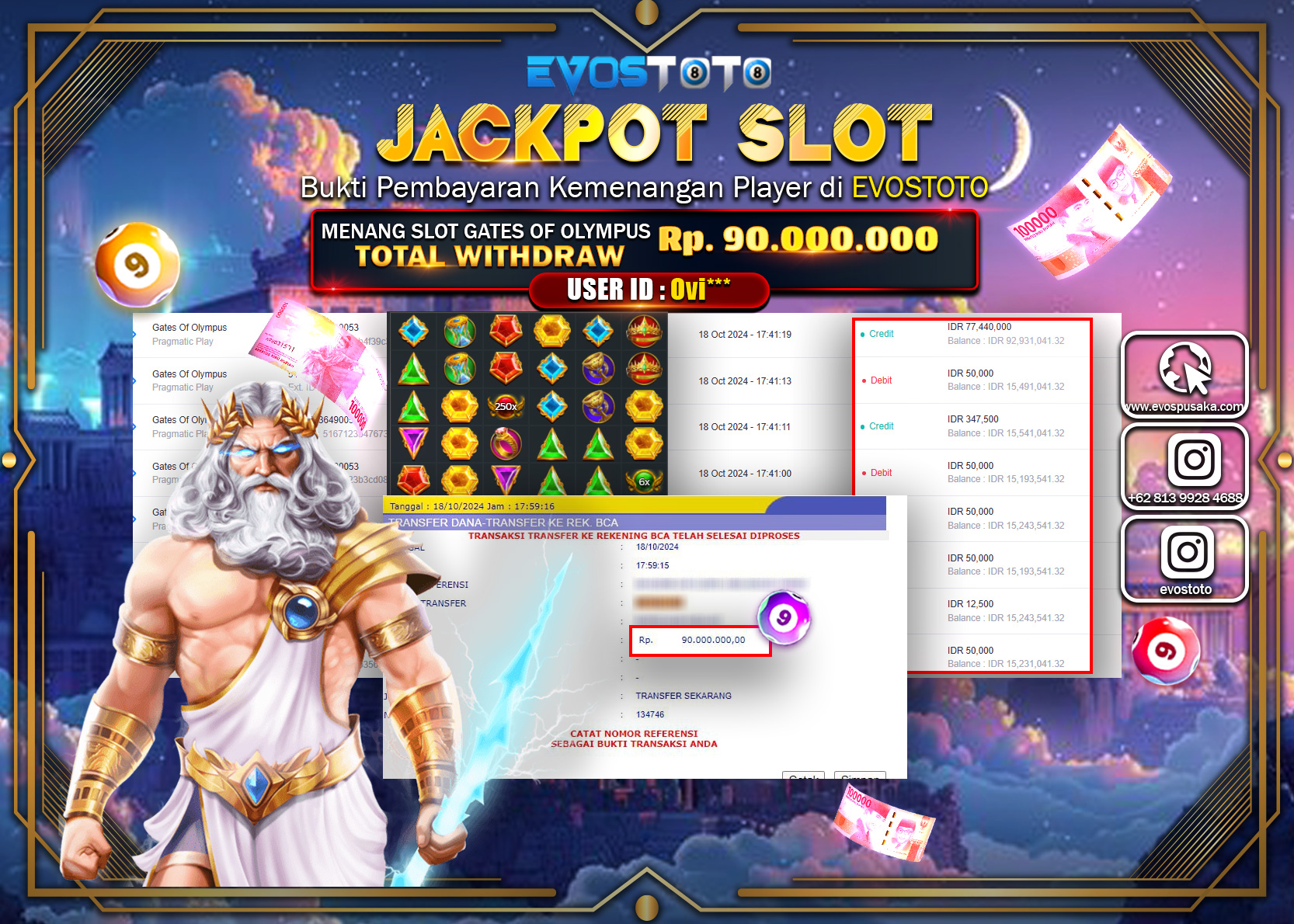 PEMBAYARAN JACKPOT SLOT GATES OF OLYMPUS 90.000.000 DI BAYAR LANGSUNG !