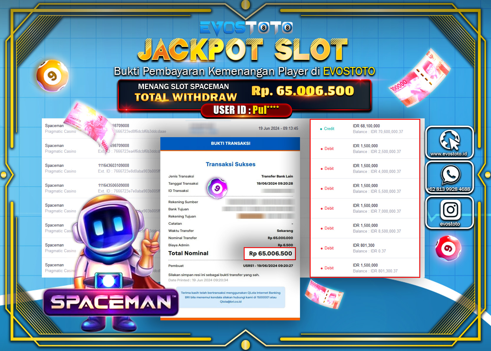 PEMBAYARAN JACKPOT SLOT SPACEMAN 65.000.000 DI BAYAR LANGSUNG !