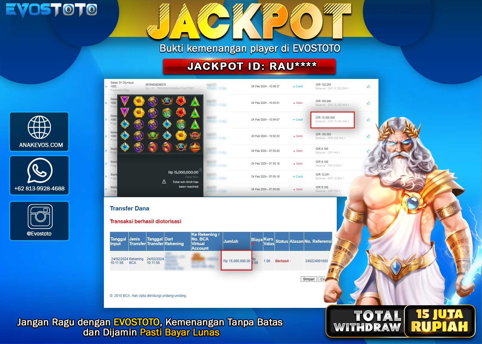 PEMBAYARAN JACKPOT SLOT GATES OF OLYMPUS 1000  15.000.000 DI BAYAR LANGSUNG !
