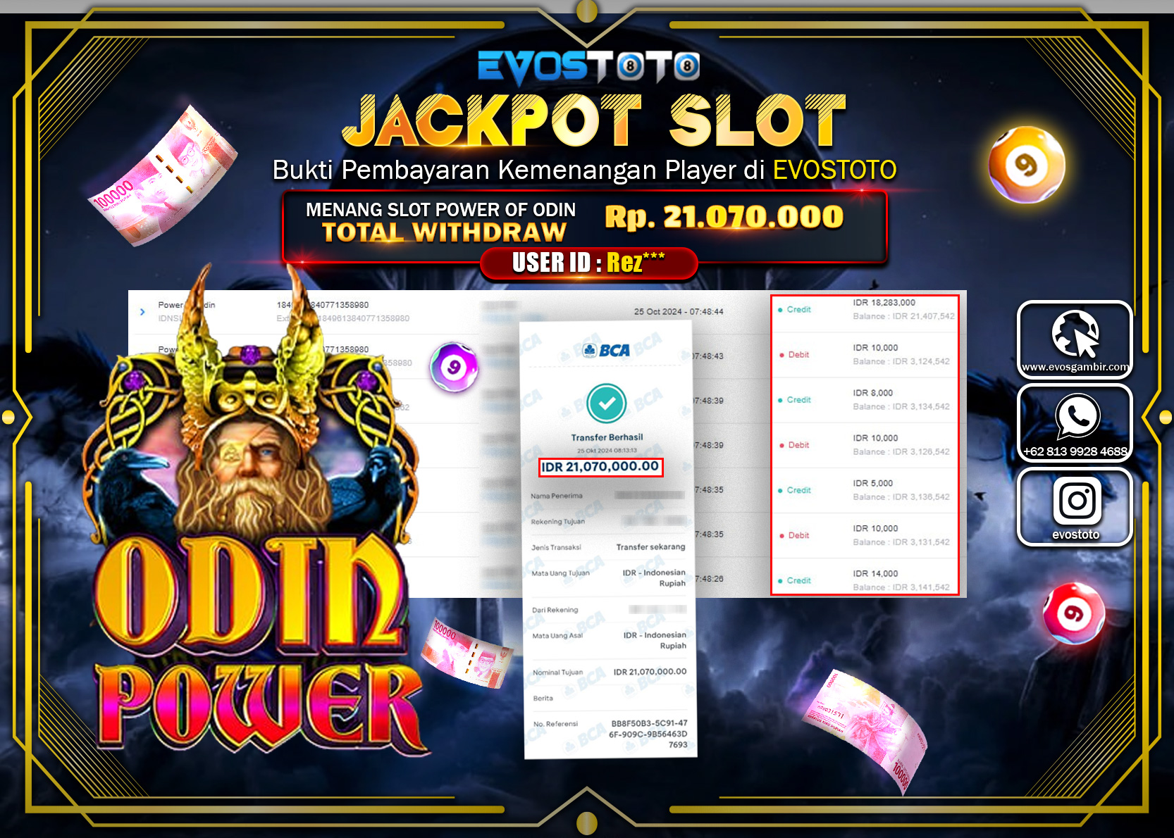 PEMBAYARAN JACKPOT SLOT POWER OF ODIN 21.070.000 DI BAYAR LANGSUNG !