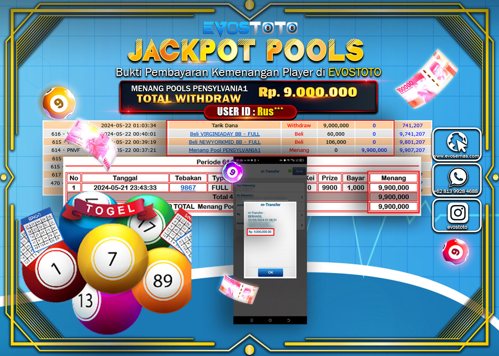 PEMBAYARAN JACKPOT TOGEL PASARAN PENSYLVANIA1 9.000.000 DI BAYAR LANGSUNG !