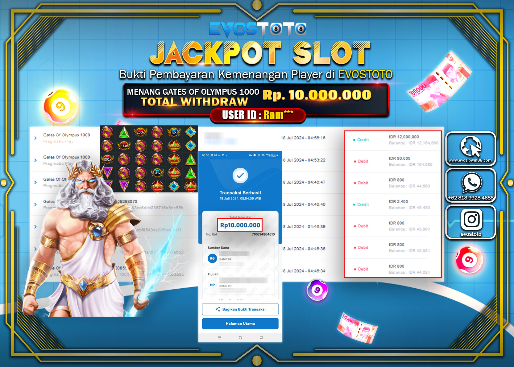 PEMBAYARAN JACKPOT SLOT GATES OF OLYMPUS 1000 10.000.000 DI BAYAR LANGSUNG !
