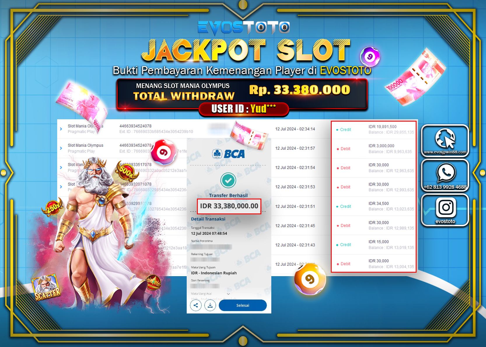 PEMBAYARAN JACKPOT SLOT MANIA OLYMPUS 33.380.000 DI BAYAR LANGSUNG !